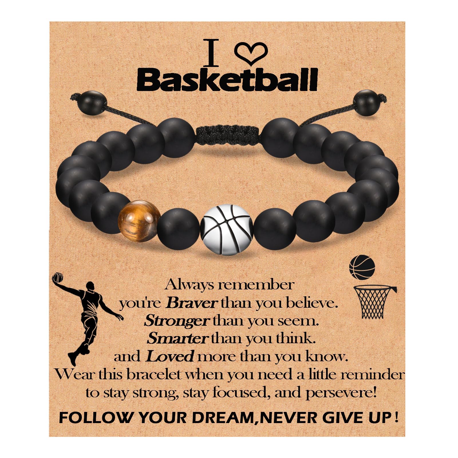 KORAS Football Basketball Bracelet for Teenage Boys - Sports Jewelry Gift for Son, Nephew, Grandson - Perfect for Birthday, Graduation, Christmas - Great for Game Day & Sports Fans