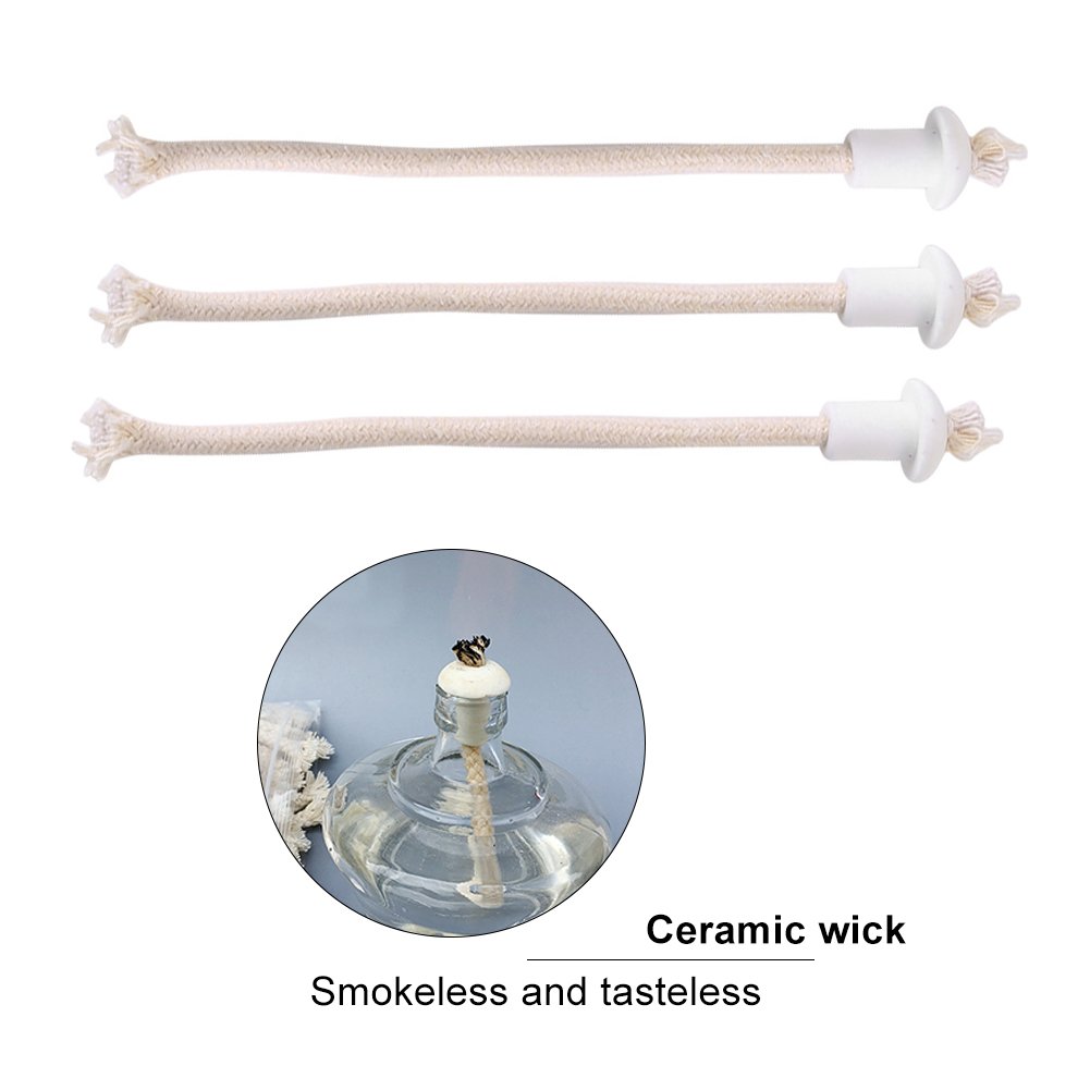 7Pcs Ceramic Wick Holders for Oil Lamps - Heat-Resistant Torch Knobs, Fiber Glass Kerosene Wicks - Perfect for Wine Bottle Lamps, Garden Torches & Outdoor Decor
