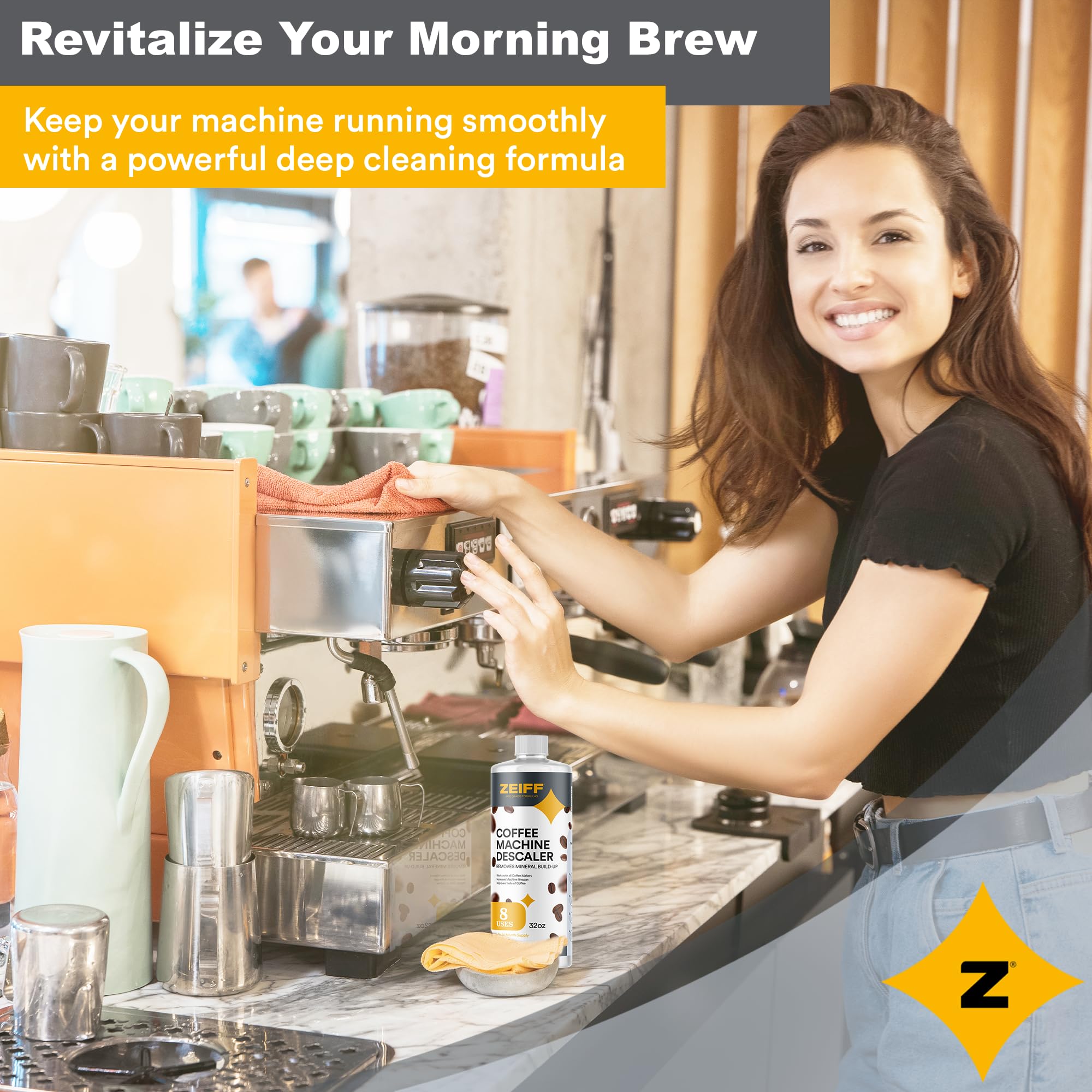 32oz Coffee Machine Descaler (8 Uses) - Compatible with Nespresso, Breville, DeLonghi & Keurig - Descaling Solution for Coffee Maker & Espresso Machine Cleaner - Perfect for Home, Office & Cafe Use