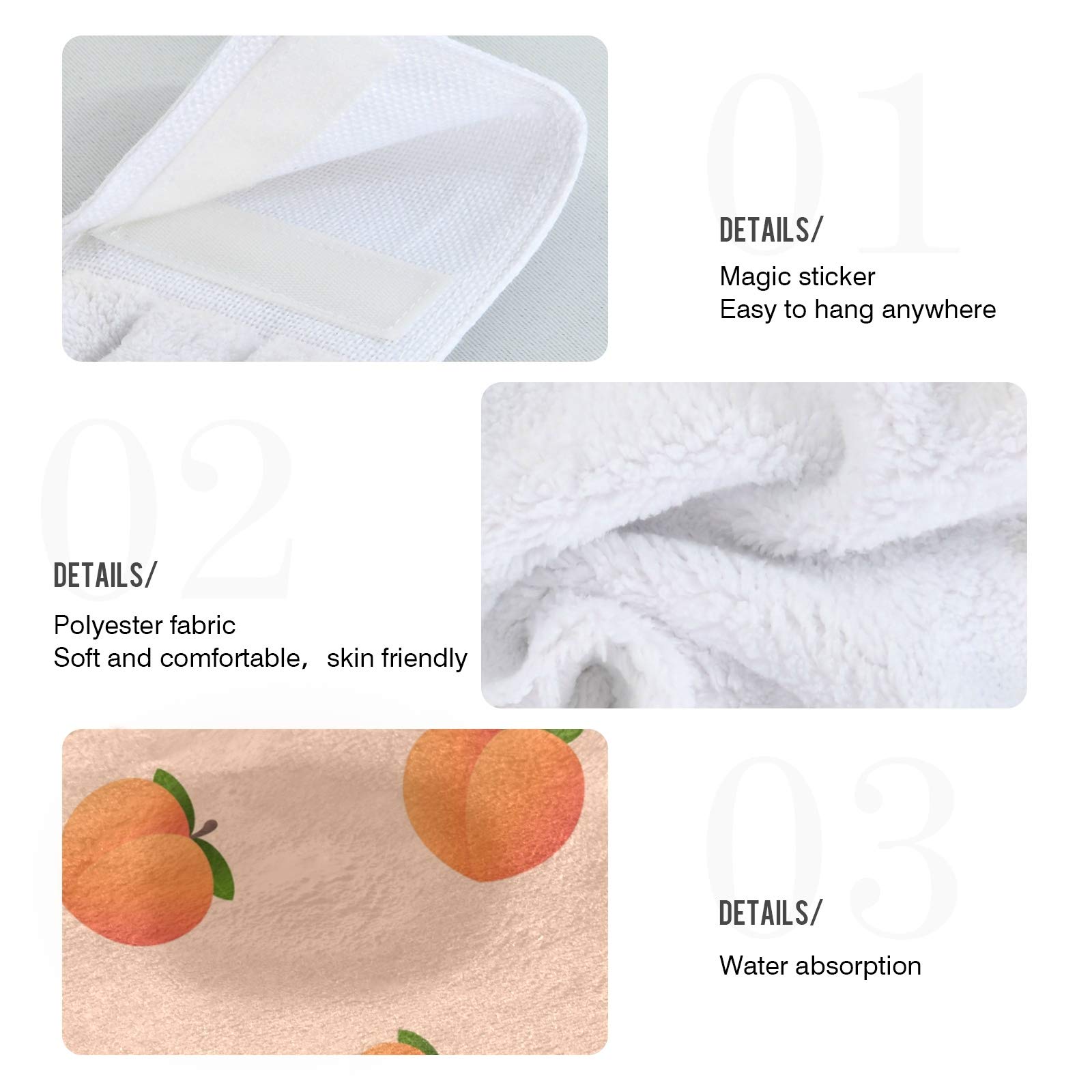 ALAZA 2-Pack Premium Absorbent Kitchen Towels - Peach Fruit Design Hanging & Hand Towels for Cooking, Cleaning & Drying Dishes