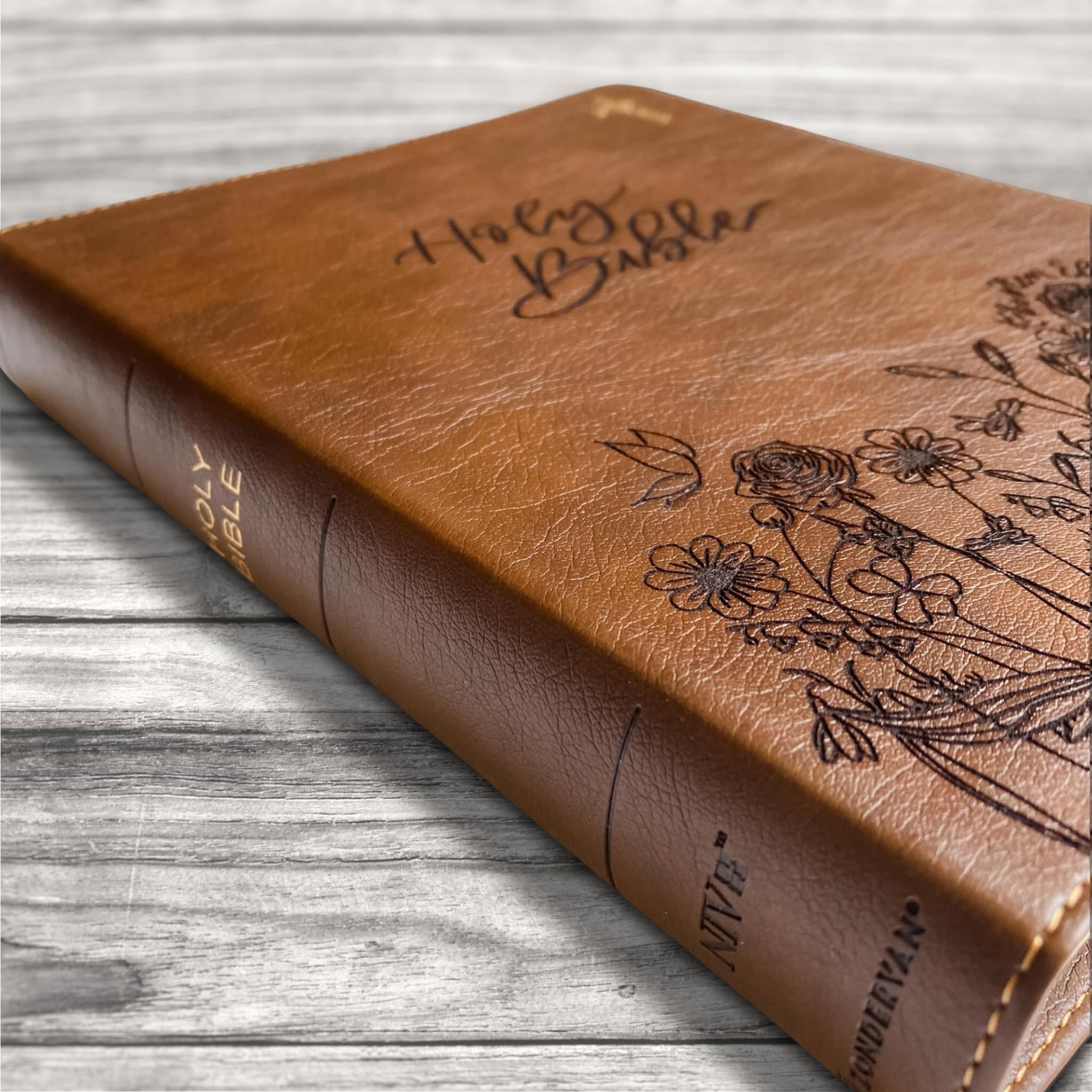 Hand Illustrated & Laser Engraved NIV Journaling Bible - Personalized Christian Gift with Custom Name Engraving | Perfect for Bible Study, Wedding Gifts & Spiritual Growth