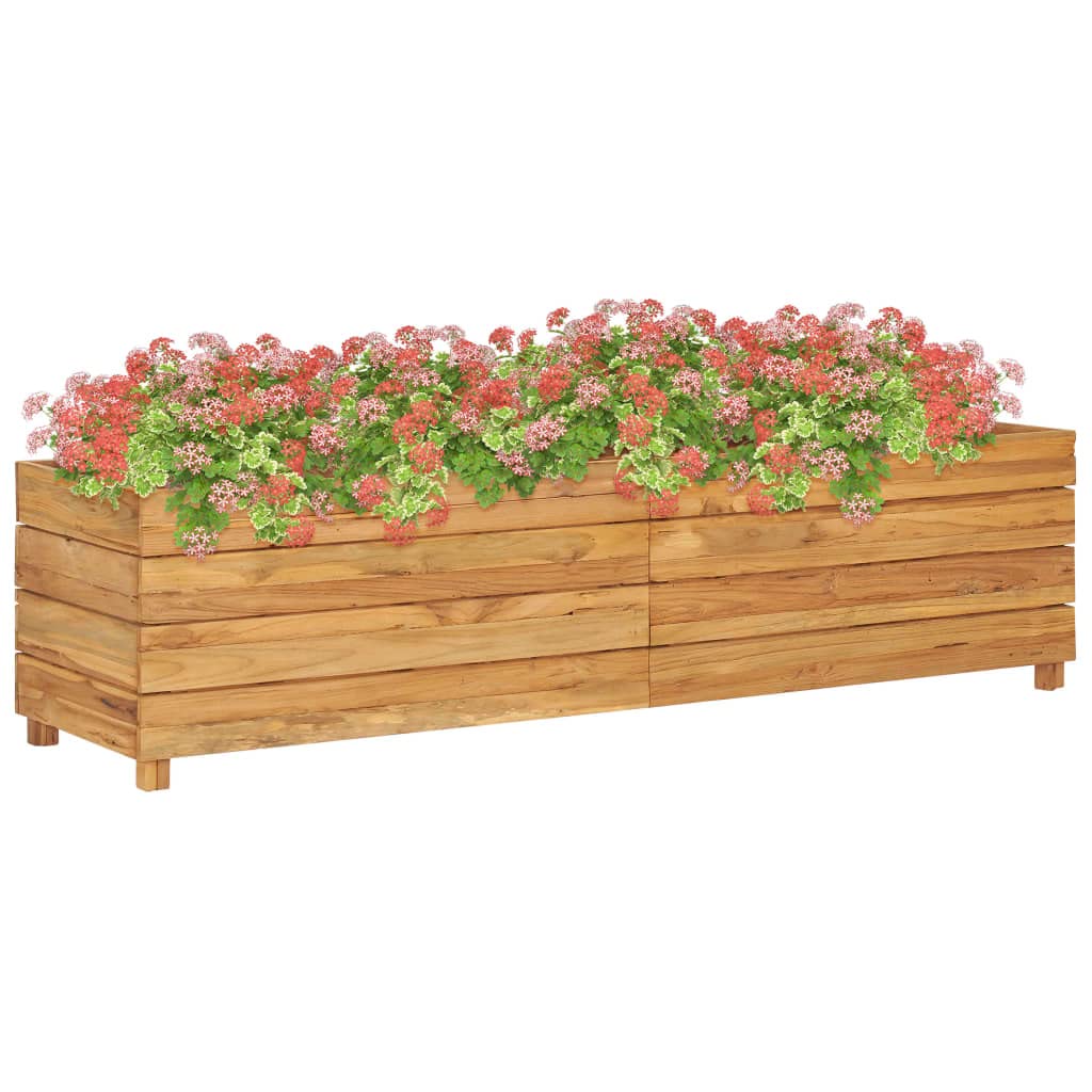 119.6''x15.7''x14.9'' Recycled Teak & Steel Raised Garden Bed - Outdoor Patio Furniture for Backyard, Deck, Lawn - Easy Assembly Gardening Solution for Vegetables, Flowers & Herbs