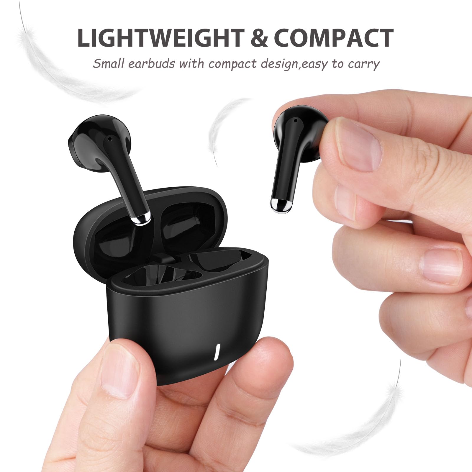 Wireless Bluetooth Earbuds with Noise Isolation & Mic - Compatible with iPhone 16/15 Pro Max/14/13 & Samsung Galaxy S24 Ultra/S23/S22/A35/Pixel 8 Pro/7 - Perfect for Workouts, Commuting & Gaming