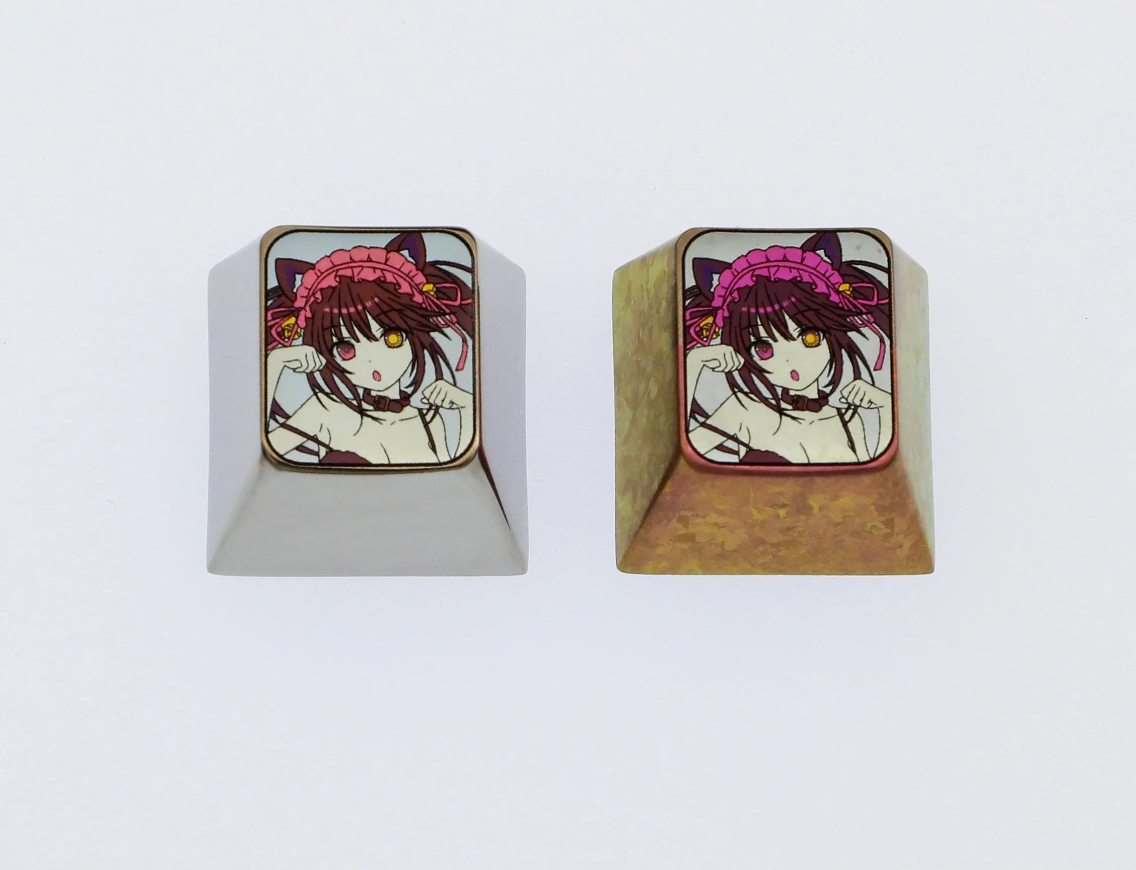 Date A Live Tokisaki Kurumi Themed Colored Titanium Alloy Carved Keycaps - Custom Mechanical Keyboard Keycaps for Gaming & Typing - Perfect for Anime Fans & PC Enthusiasts