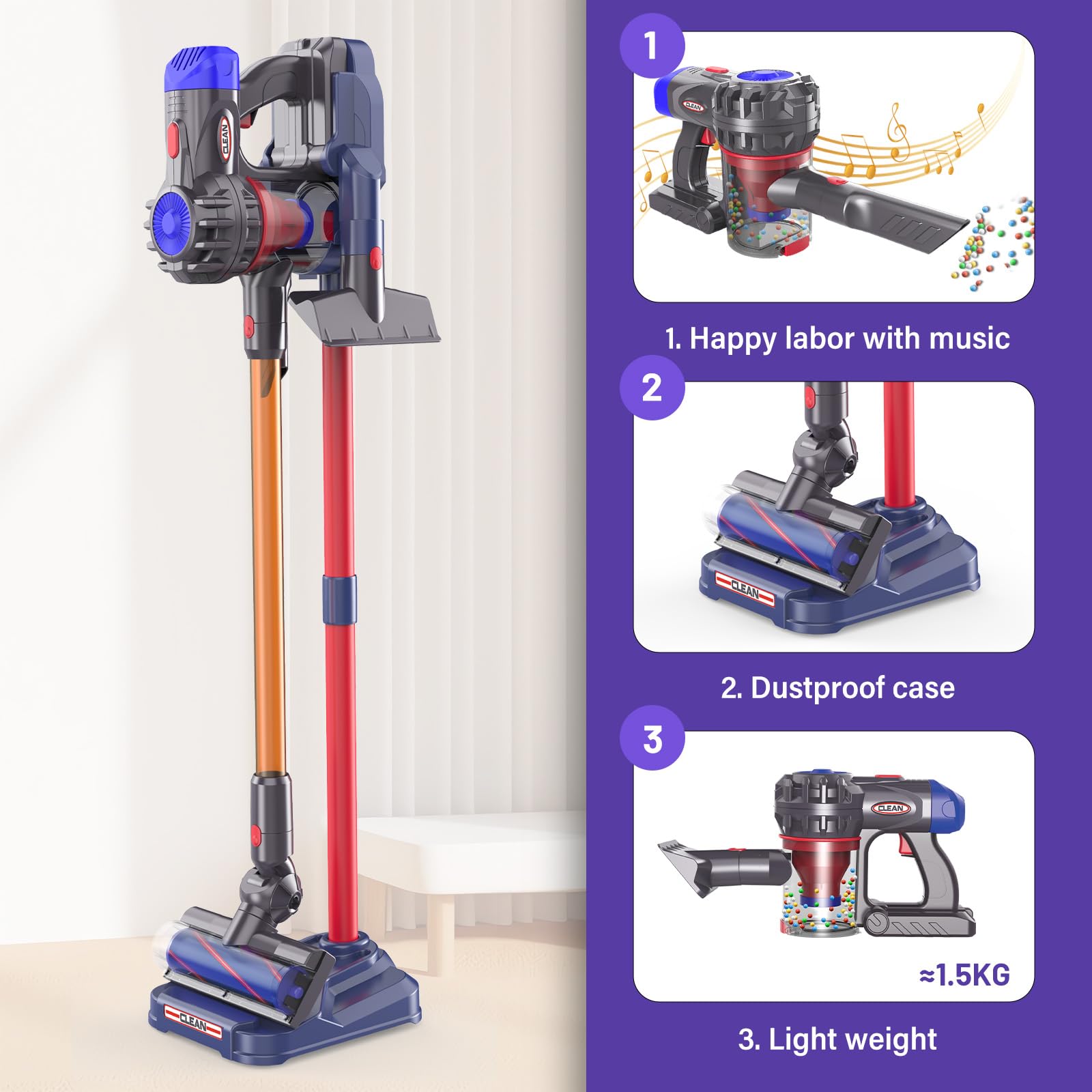**Kids Cleaning Toy Set - 4-in-1 Cordless Vacuum That Really Works, Interactive Role-Play Toy for Children Aged 3+ | Officially Licensed by Joyanksd | Perfect for Pretend Play & Early Learning at Home**