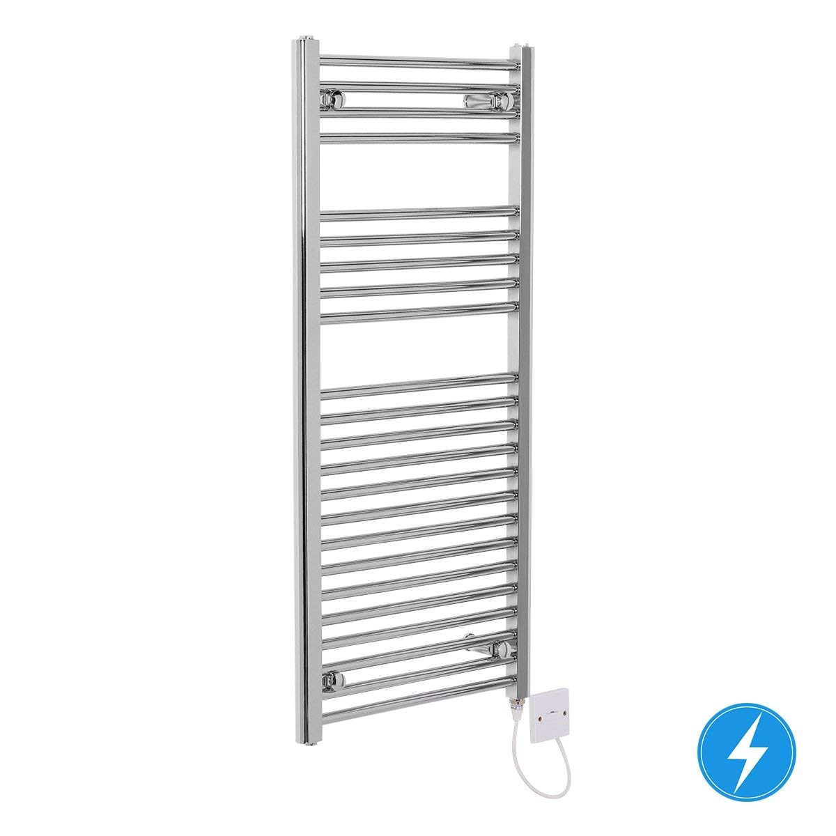 Warmehaus Electric Heated Towel Rail Warmer Radiator - Chrome Finish - 1100x500mm Manual 250W - Perfect for Bathroom, Spa & Luxury Home Heating