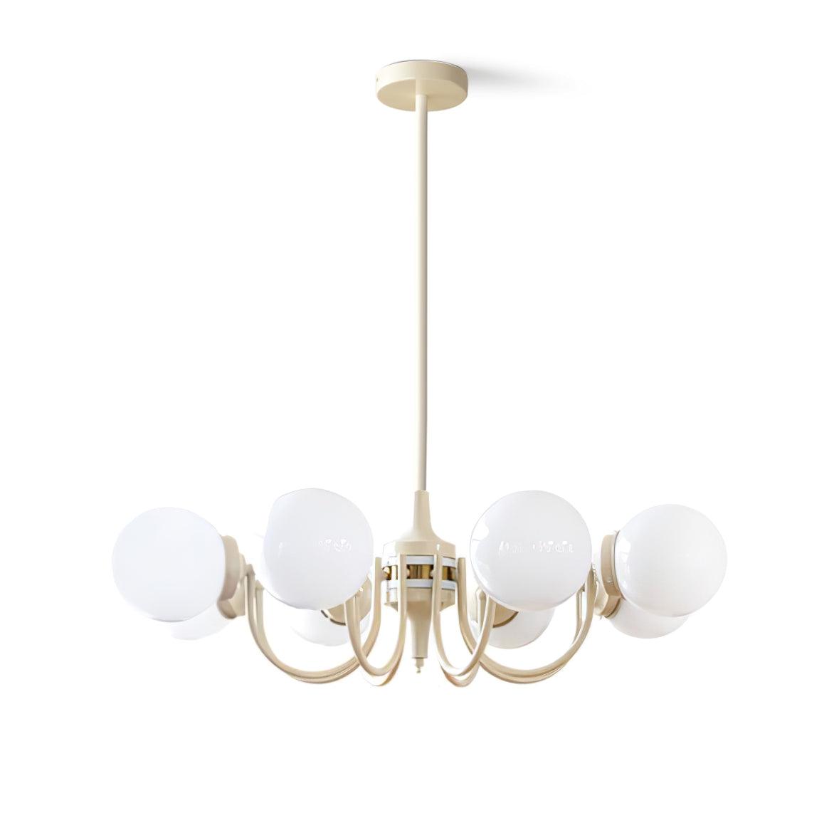 Elegant Cream Glass Ball Chandelier - Modern Ceiling Light Fixture for Dining Room, Living Room & Bedroom Lighting Decor