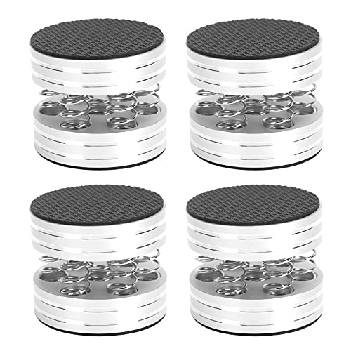 4PCS Silver Spring Speaker Spikes - High Attenuation Sound Dampening Feet for HiFi Amplifier, Turntable & Audio Equipment | Reduce Vibrations & Improve Sound Quality for Home Theater & Music Studio Setup