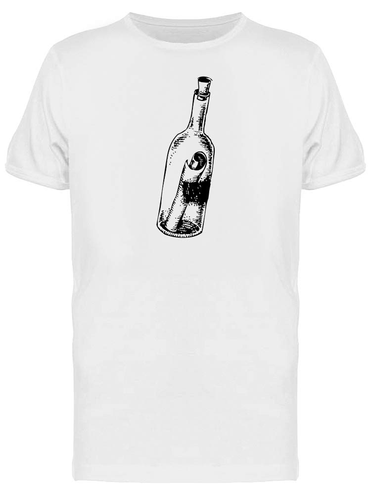 Smartprints Bottled Message T-Shirt for Men - White Cotton Crew Neck Tee - Perfect for Casual Wear, Gifts, and Beach Outfits