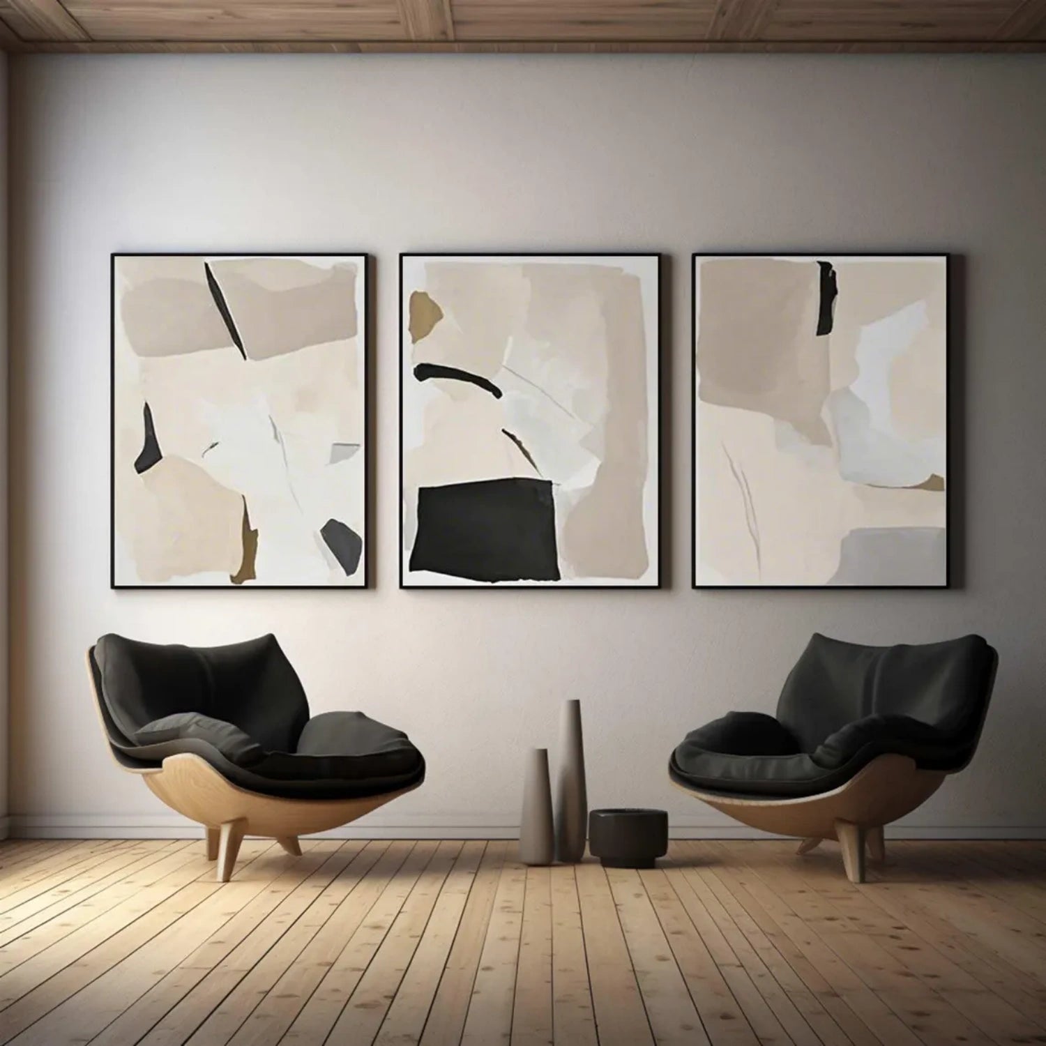 Abstract Tranquility Set of 3 Wall Art Paintings - Modern Minimalist Canvas Prints for Living Room, Bedroom & Office Decor - #WS287