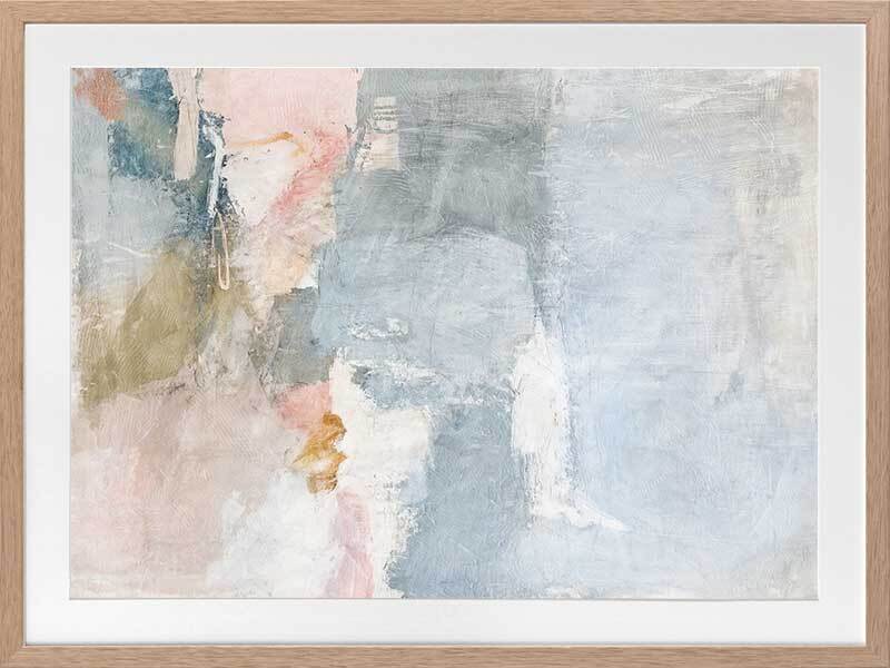 Drifting in the Clouds Framed Wall Art Print - Modern Abstract Landscape Painting for Living Room, Bedroom & Office Decor