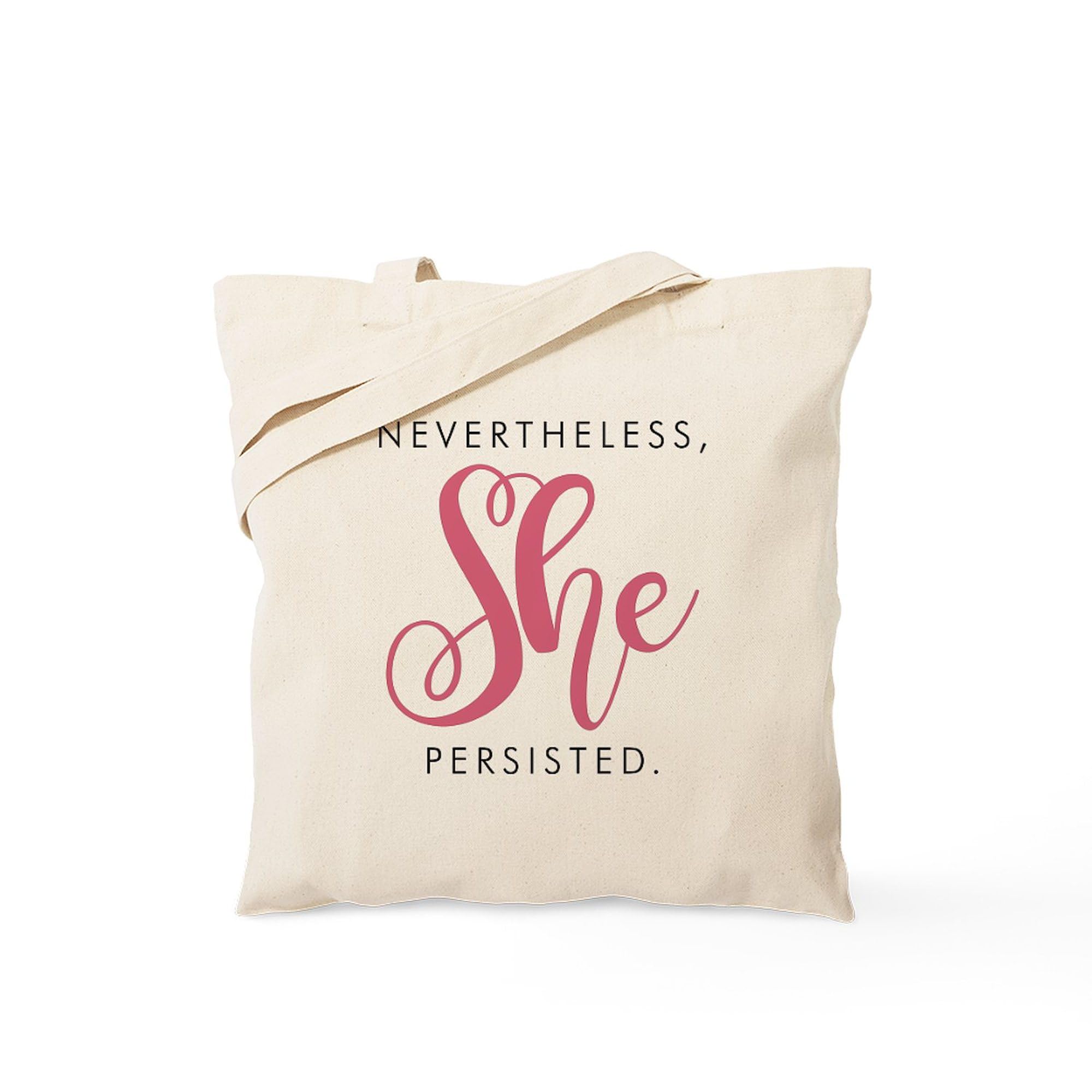 Nevertheless, She Persisted Natural Canvas Tote Bag - Eco-Friendly Reusable Shopping Bag for Women, Groceries, Beach & Work | Feminist Gift Idea