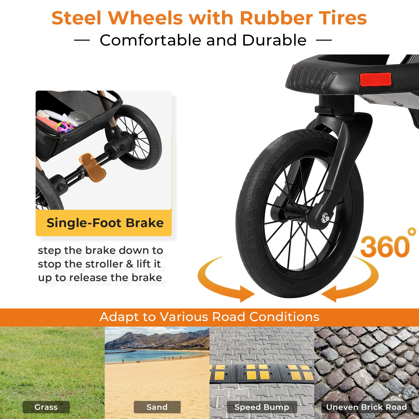 Premium 3-in-1 Large Pet Stroller for Dogs & Cats - Detachable Carrier, Zipperless Dual Entry, Foldable Jogging Travel Stroller with Rubber Tires & 3-Wheel Design - Perfect for Outdoor Walks, Vet Visits & Travel Adventures