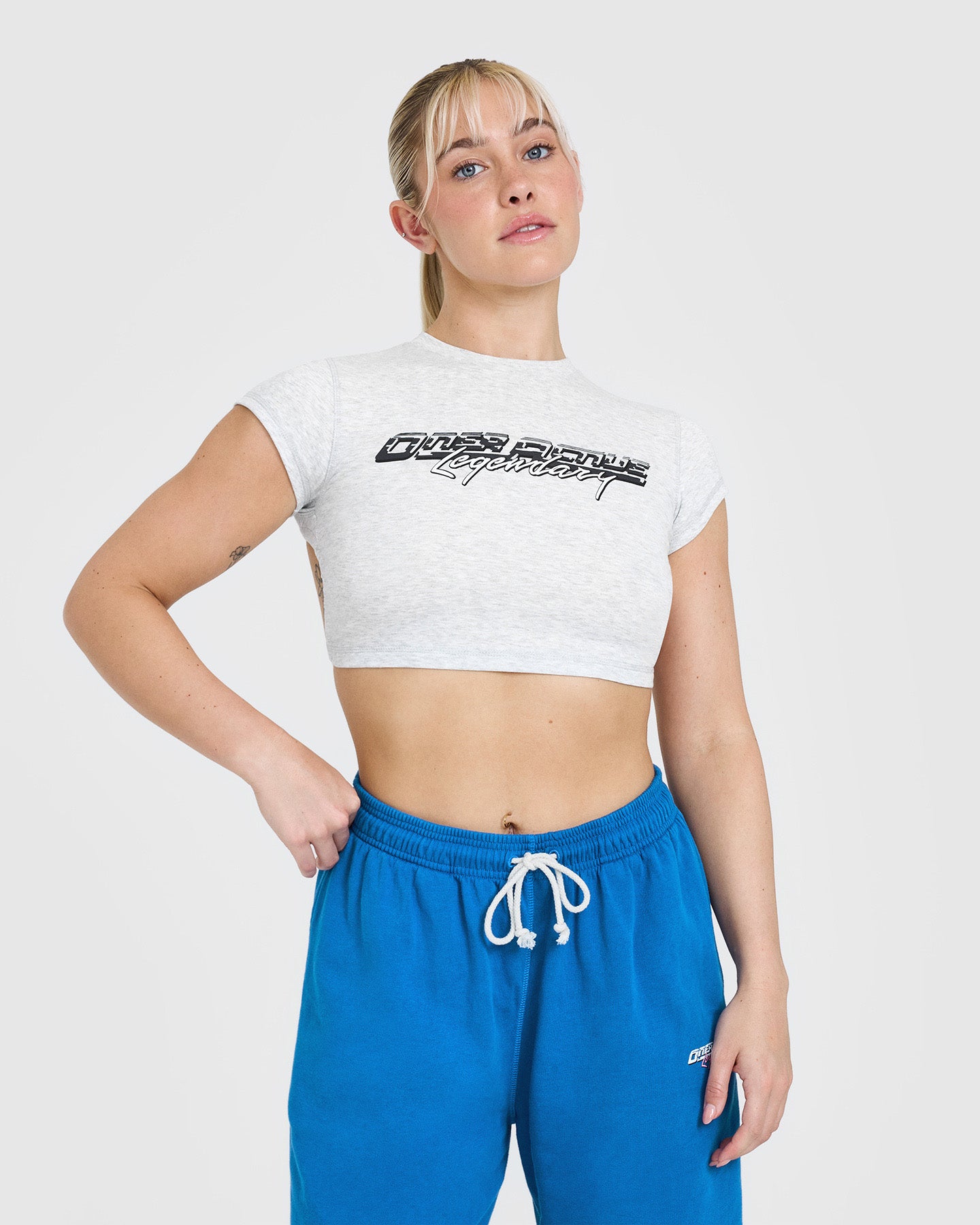 Vintage Graphic Open Back Crop T-Shirt for Women | Light Grey Marl | Casual Summer Outfit, Music Festival, Beach Party