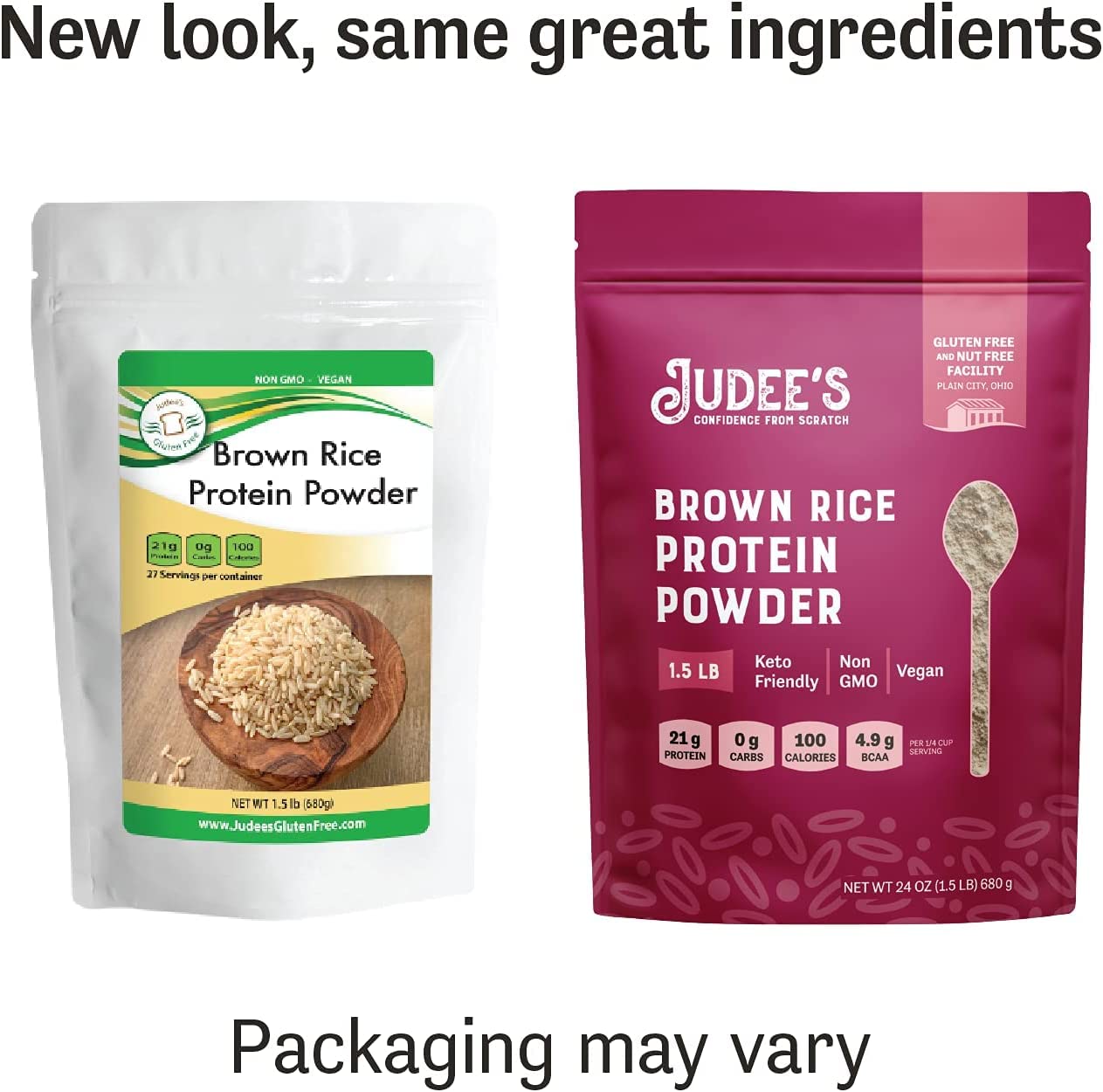 Judee's Organic Brown Rice Protein Powder 1.5 lb - 80% Plant-Based Protein, Non-GMO, Sprouted, Keto, Vegan, Dairy-Free, Gluten-Free & Soy-Free - Perfect for Smoothies, Baking & Post-Workout Recovery