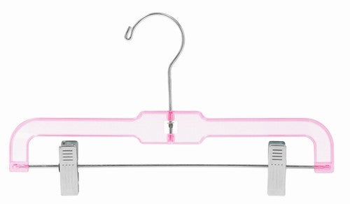 12 Pack Pink Plastic Kids' Clothes Hangers for Pants & Skirts - Space Saving Non-Slip Children's Wardrobe Organizer for Closet, Nursery, and Travel