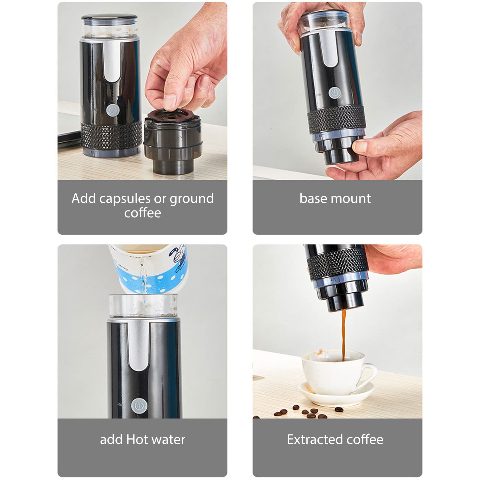 AUNMAS Portable Handheld Manual Coffee Maker - Compact Travel & Car Espresso Machine for Camping, Hiking, Office - Compatible with K-Cup Pods | Perfect for Outdoor Adventures & Daily Commutes