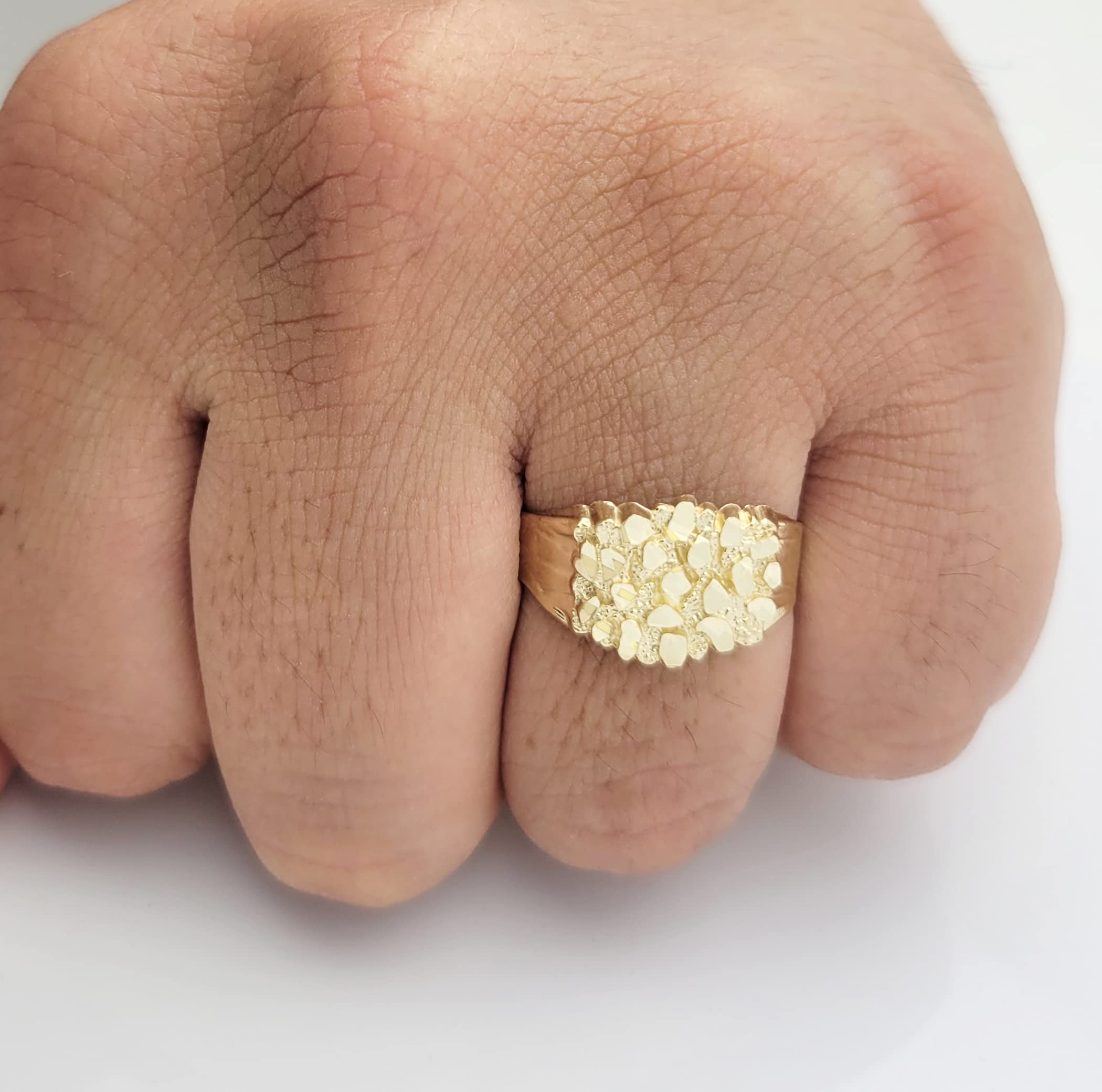 10K Solid Gold Nugget Ring for Men - Durable & Stylish Men's Jewelry - Perfect for Weddings, Gifts & Everyday Wear