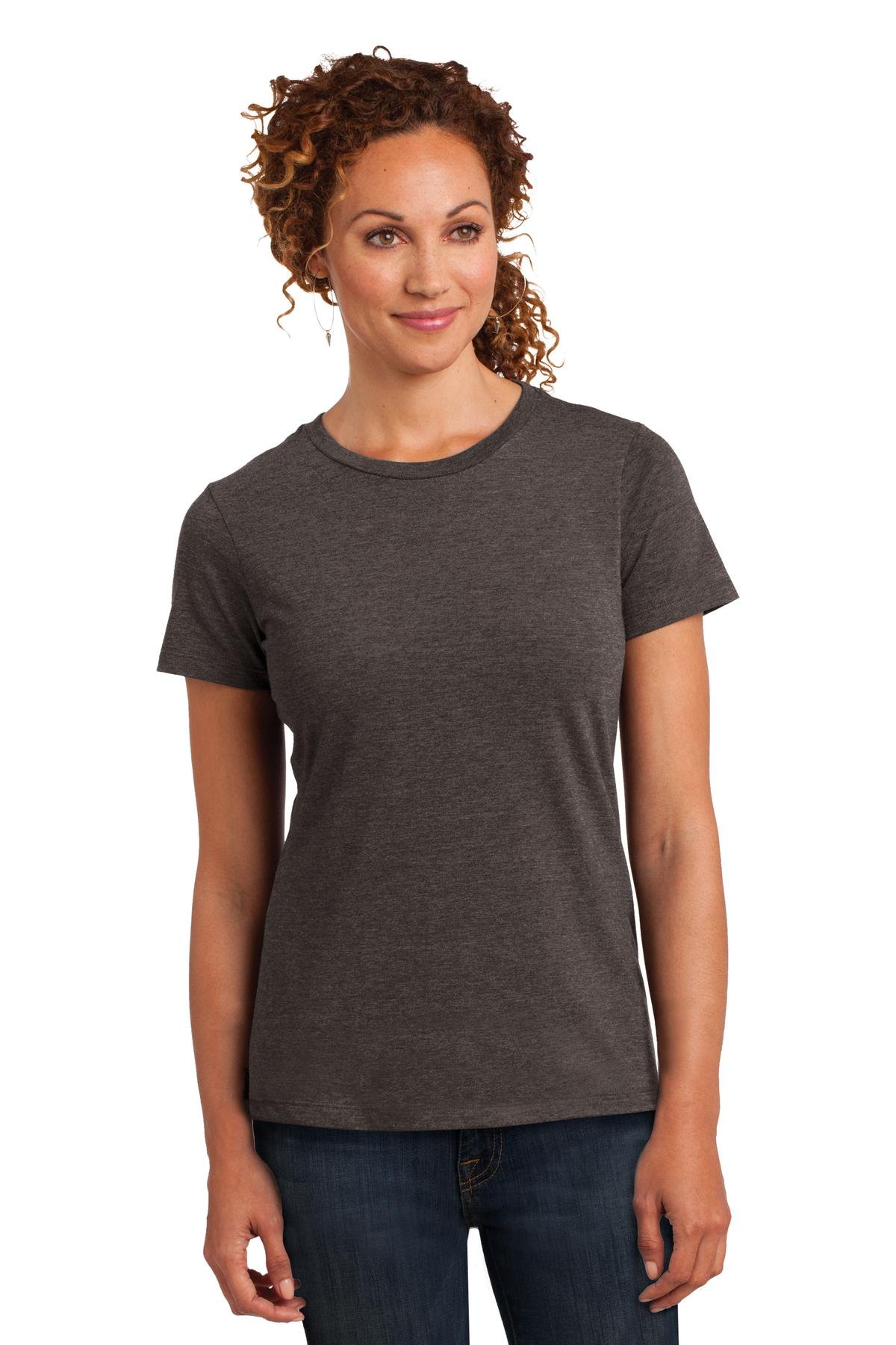 District Made Women's Perfect Blend Crew Neck T-Shirt - Soft Heather Brown DM108L - Casual Everyday Wear, Layering Essential, Comfortable Outfit for Work & Leisure