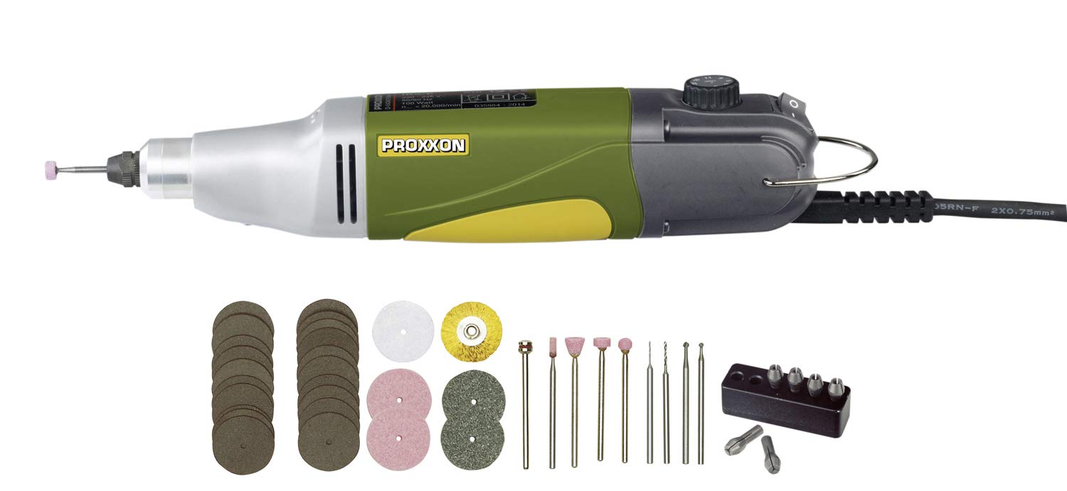 Proxxon Professional Mini Drill and Grinder Kit - Precision Rotary Tool for DIY, Jewelry Making, Woodworking & Metal Crafting - Perfect for Hobbyists and Small Projects