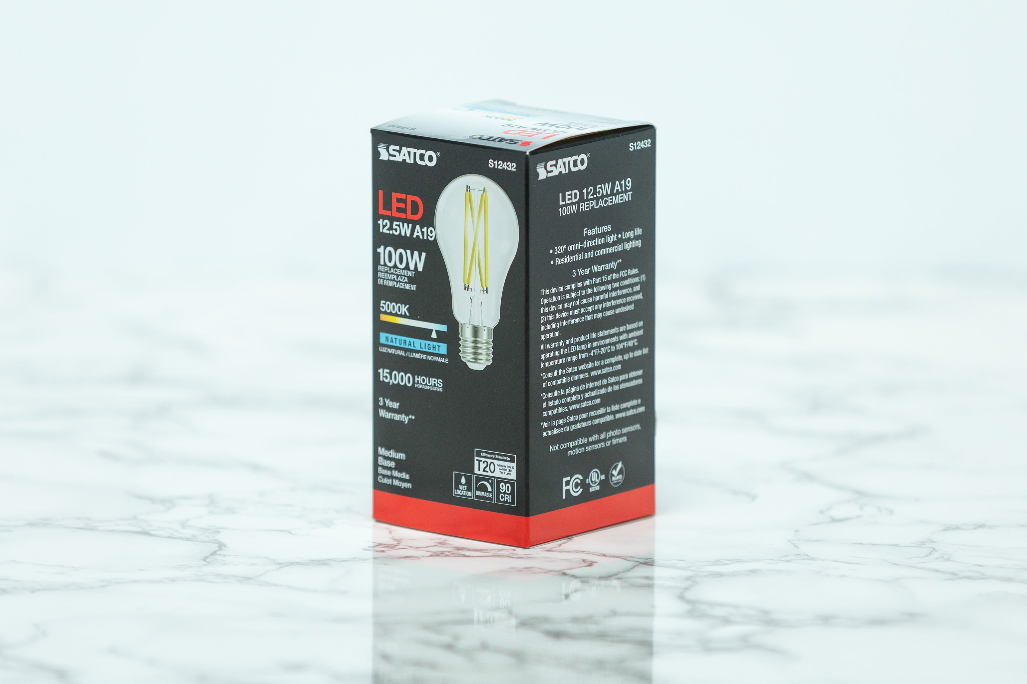 Satco A19 Standard LED Light Bulb - 7W 60W Equivalent, 800 Lumens, E26 Base, Warm White 2700K, Energy Saving Light Bulbs for Home, Bedroom, Living Room, Office Lighting