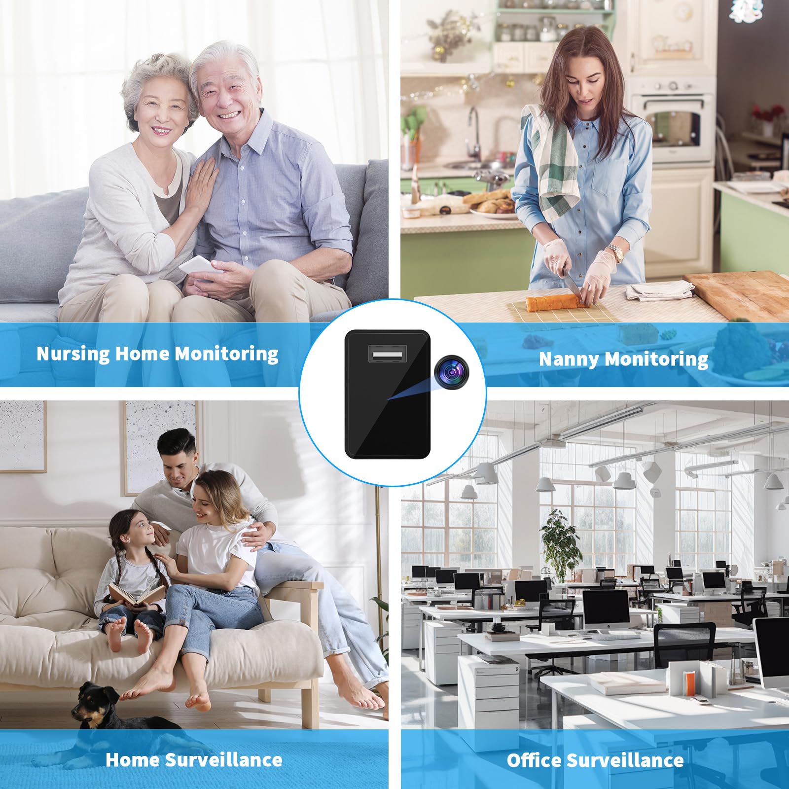 HiSpyCam Hidden Camera Charger - Full HD 1080P Mini WiFi Spy Camera with Night Vision - Small Wireless Home Security & Nanny Cam for Indoor Monitoring - Perfect for Baby, Elderly Care and Home Surveillance