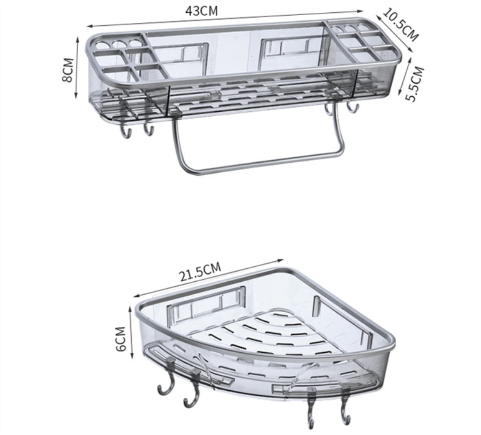 KIRANDY Bathroom Shelf Organizer - 2PCS Triangle Style Shampoo, Cosmetic & Towel Storage Rack for Shower Corner | Space-Saving Bathroom Storage Solution for Small Spaces & Apartment Living