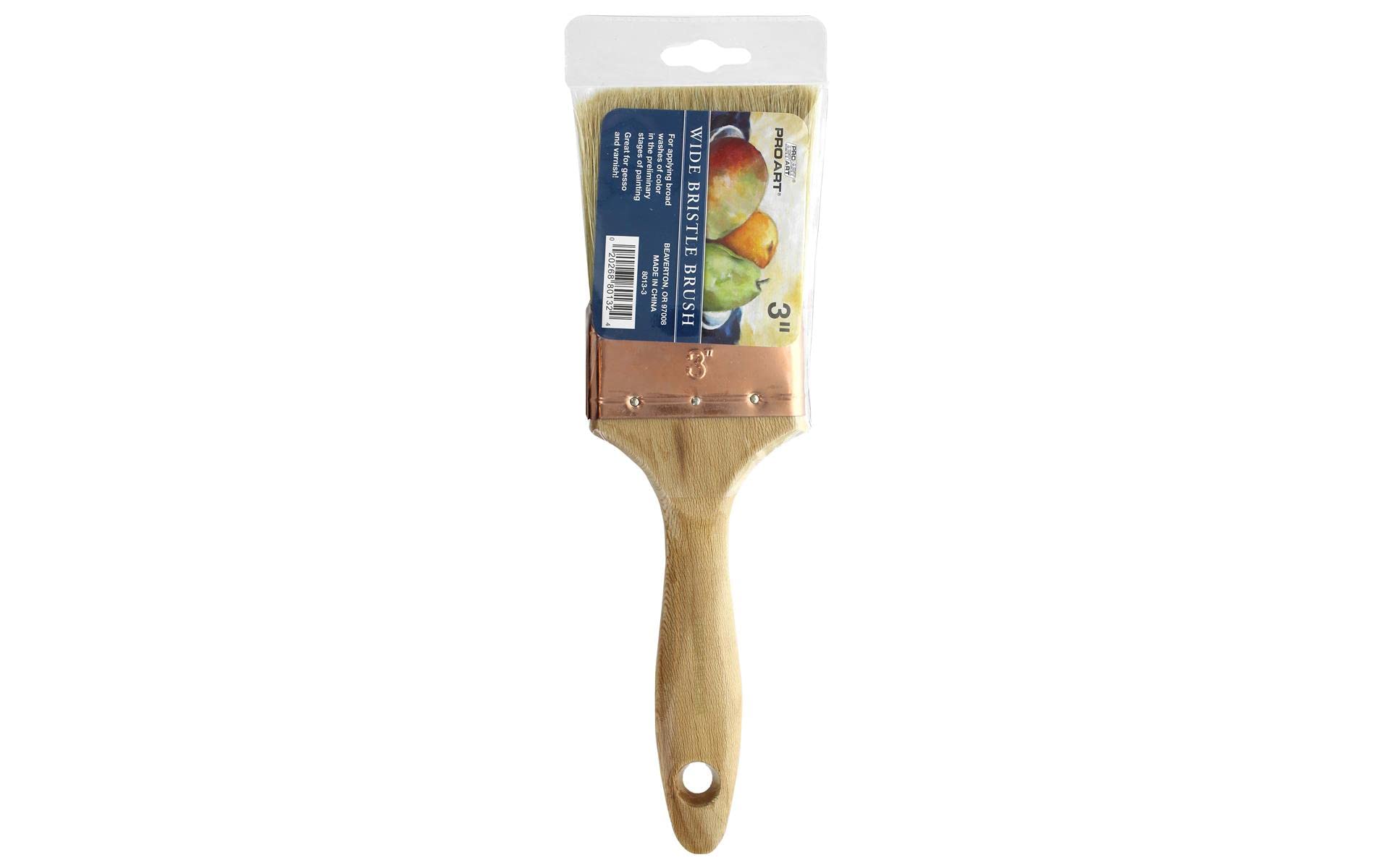 PRO ART Wide Wash Paintbrush - 3 Inch Natural Bristle Brush for Acrylic, Oil & Watercolor Painting - Perfect for Canvas, Walls & DIY Art Projects