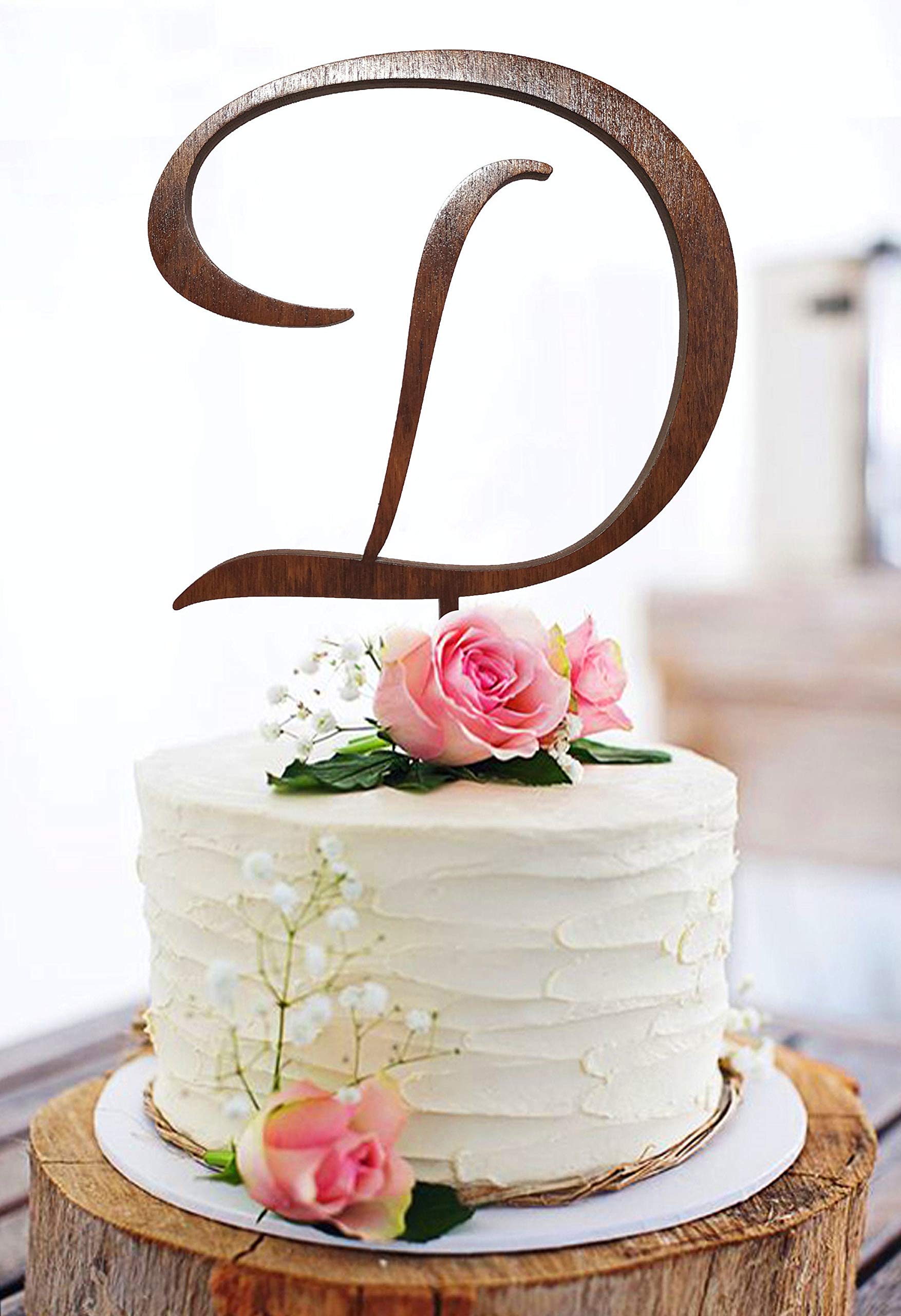 Personalized Wooden Gold Letter D Cake Topper - Wedding, Birthday, Anniversary, Custom Initial Cake Decor for Special Occasions
