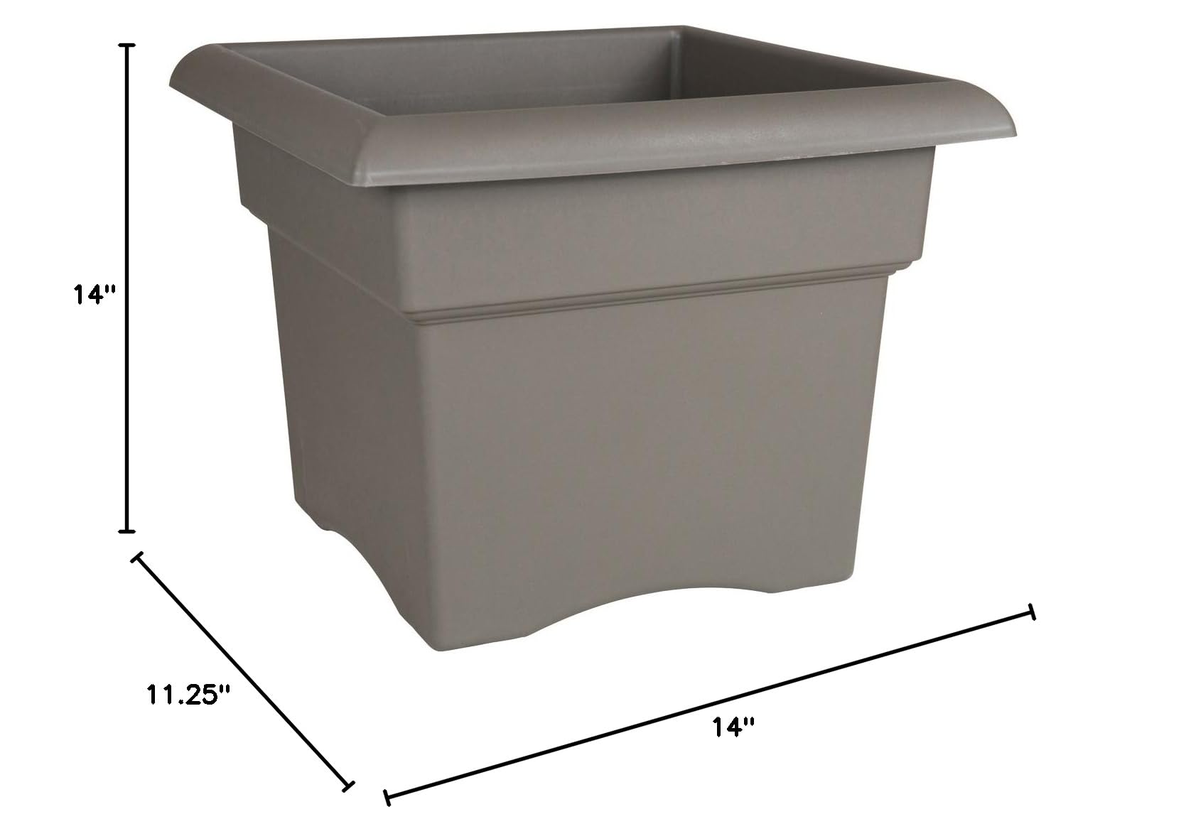 Fiskars 14 Inch Veranda 3 Gallon Box Planter - Cement Gray Outdoor Flower Pot for Patio, Balcony & Garden Decor - Durable Resin Window Box with Drainage Holes