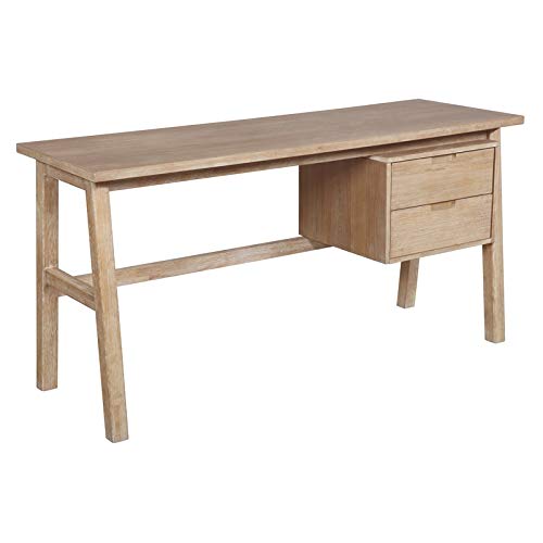 Riverbay Natural Wood Side Storage Desk - Modern Home Office & Study Desk with Ample Storage Space - Perfect for Small Spaces, Dorm Rooms & Workspaces