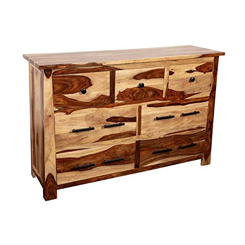 Hawthorne Collections Missoula Solid Sheesham Wood 7-Drawer Dresser - Fully Assembled, Sturdy & Elegant Bedroom Furniture for Home Storage & Organization