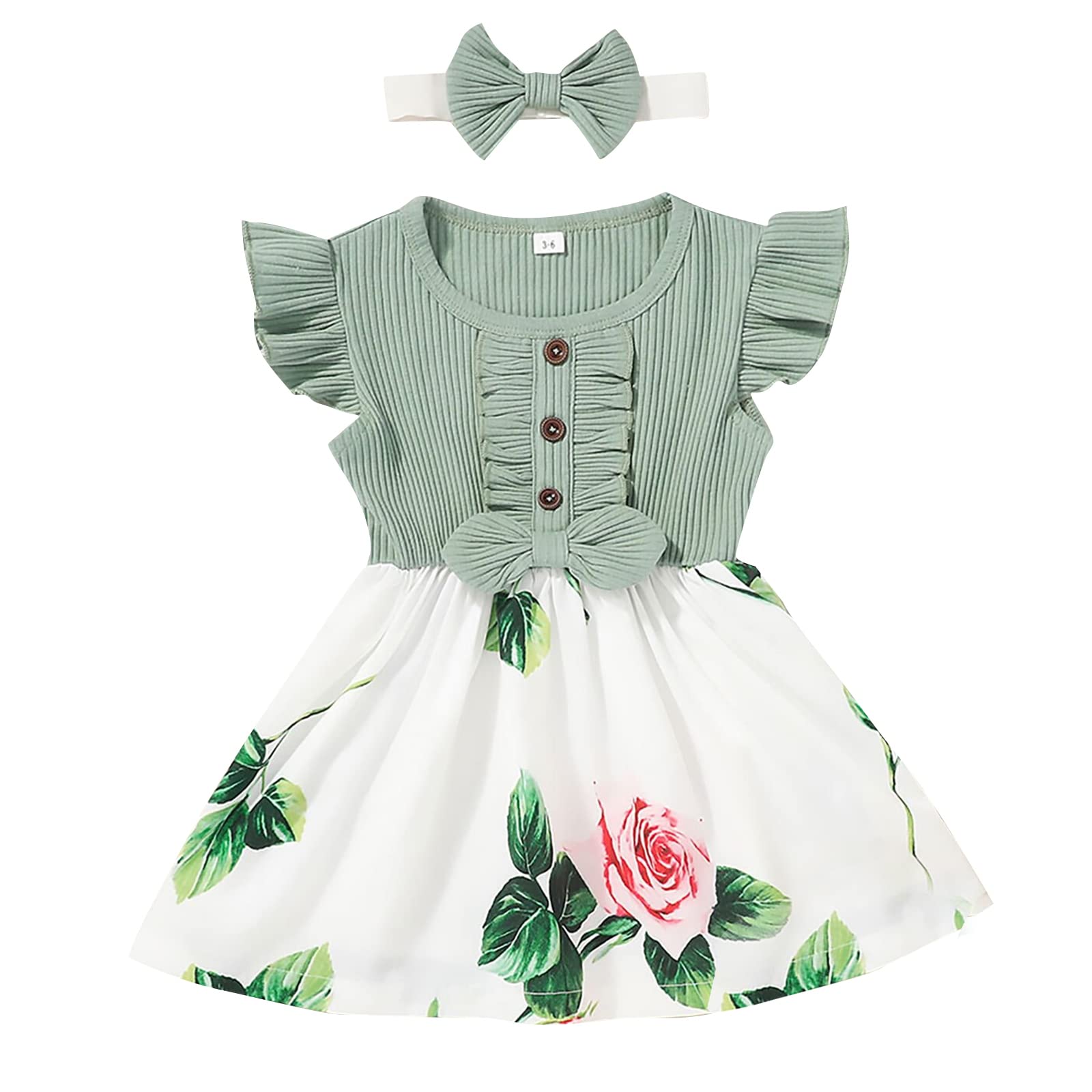 VINUOKER Toddler Girl Summer Floral Dress - Baby Girls Sundress with Ruffles, Casual Cotton Outfit for Beach, Party & Playtime