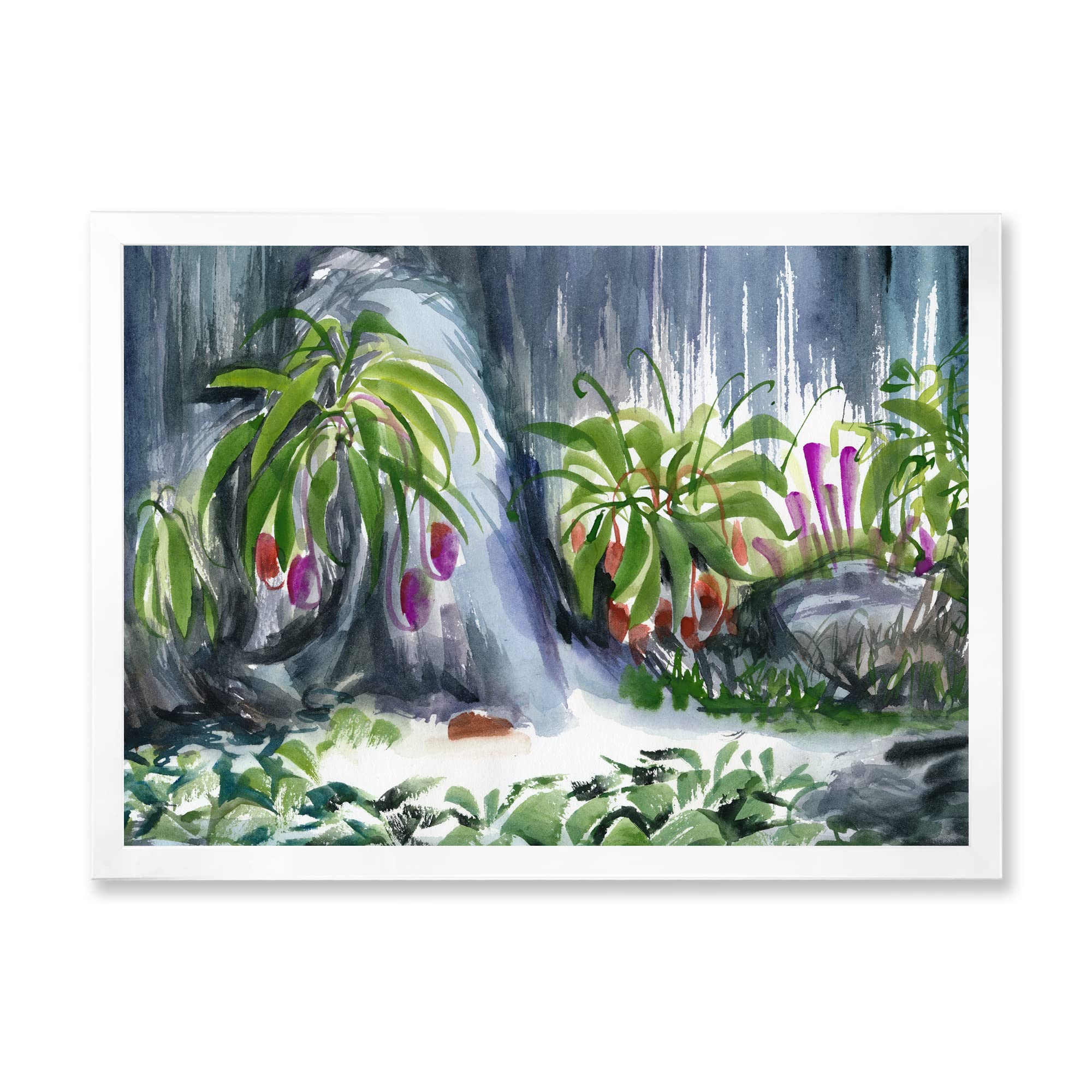 DesignQ Tropical Plants Oasis Farmhouse Framed Wall Art - Botanical Prints for Home Decor, Living Room & Bedroom Wall Decorations