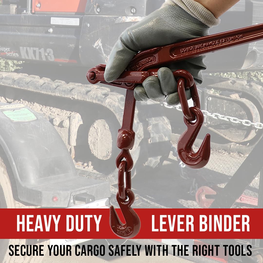 Heavy Duty 2 Pack Chain Lever Load Binder with Forged Grab Hooks - ¼” to 5/16” - 7,800 LBS Breaking Strength - Secure Cargo & Equipment for Trucks, Trailers & Towing - BoxerTool