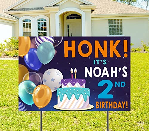 Honk It's My 2nd Birthday Yard Sign - Happy Birthday Lawn Decorations for Boys - Outdoor Birthday Party Decor - Perfect for Drive-by Celebrations & Front Yard Displays