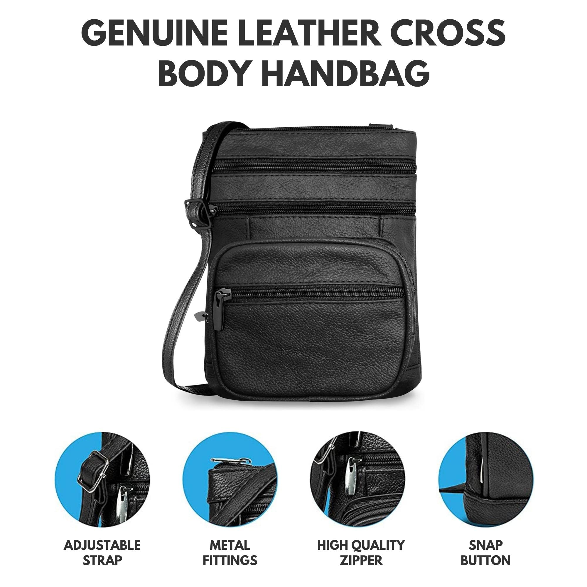 Genuine Leather Crossbody Bag for Women - Soft Shoulder Sling Purse & Handbag | Perfect for Work, Travel & Everyday Use