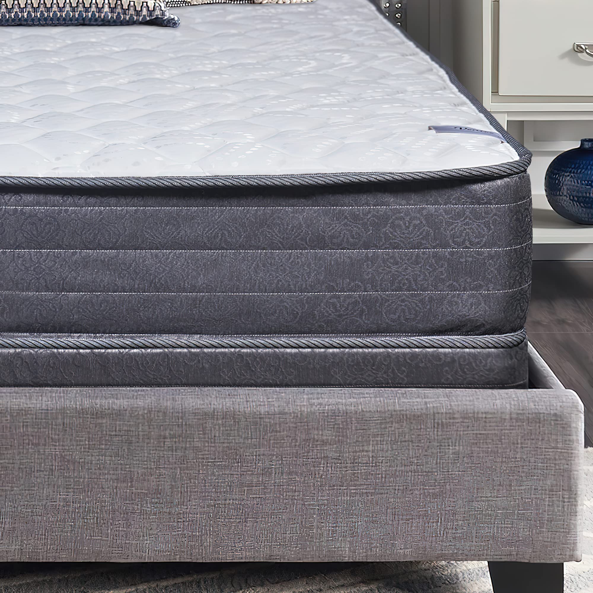 8-Inch Gentle Firm Supportive Yet Comfortable Innerspring Mattress with Wood Box Spring Foundation Set - Full Size Bed for Back Pain Relief & Pressure Point Support, Perfect for Guest Rooms, Dorms, and Small Bedrooms