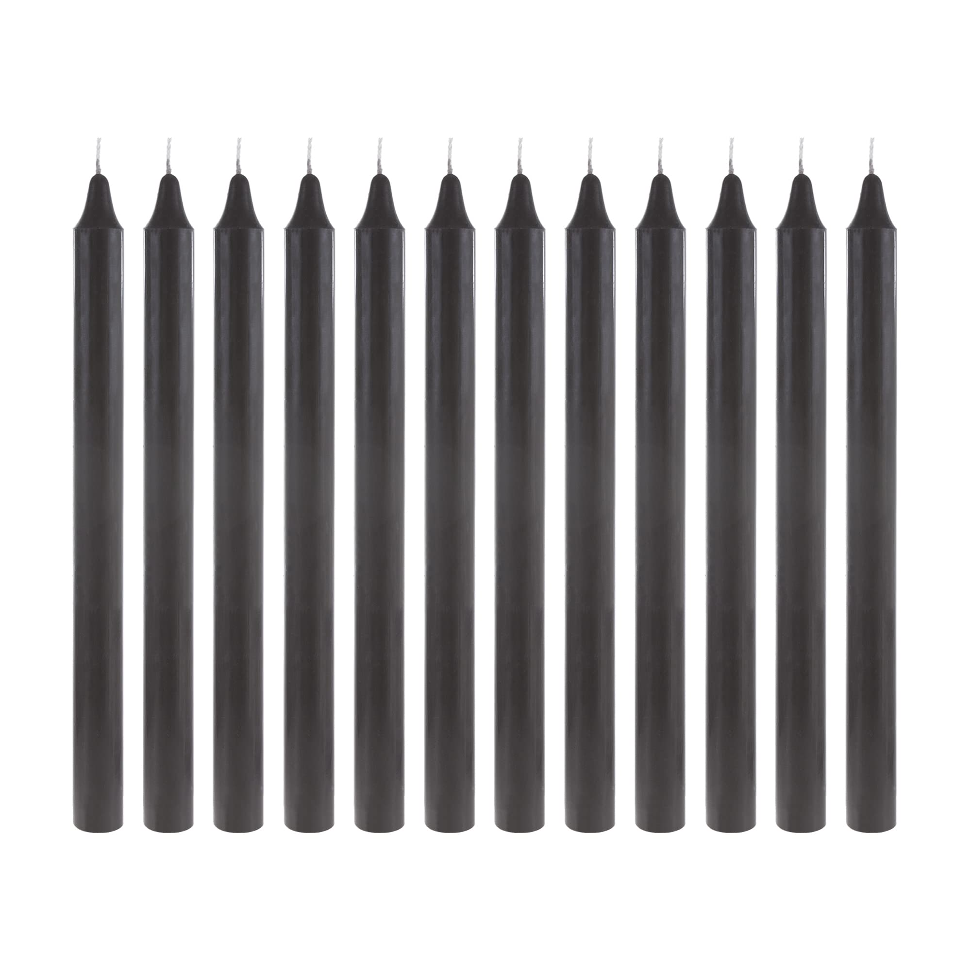 Premium Unscented Black Taper Candles 12-Pack - 10 Inch Hand-Poured Wax Candles for Weddings, Centerpieces & Romantic Events - Elegant Home Decor for Birthdays, Celebrations & Candle Holders