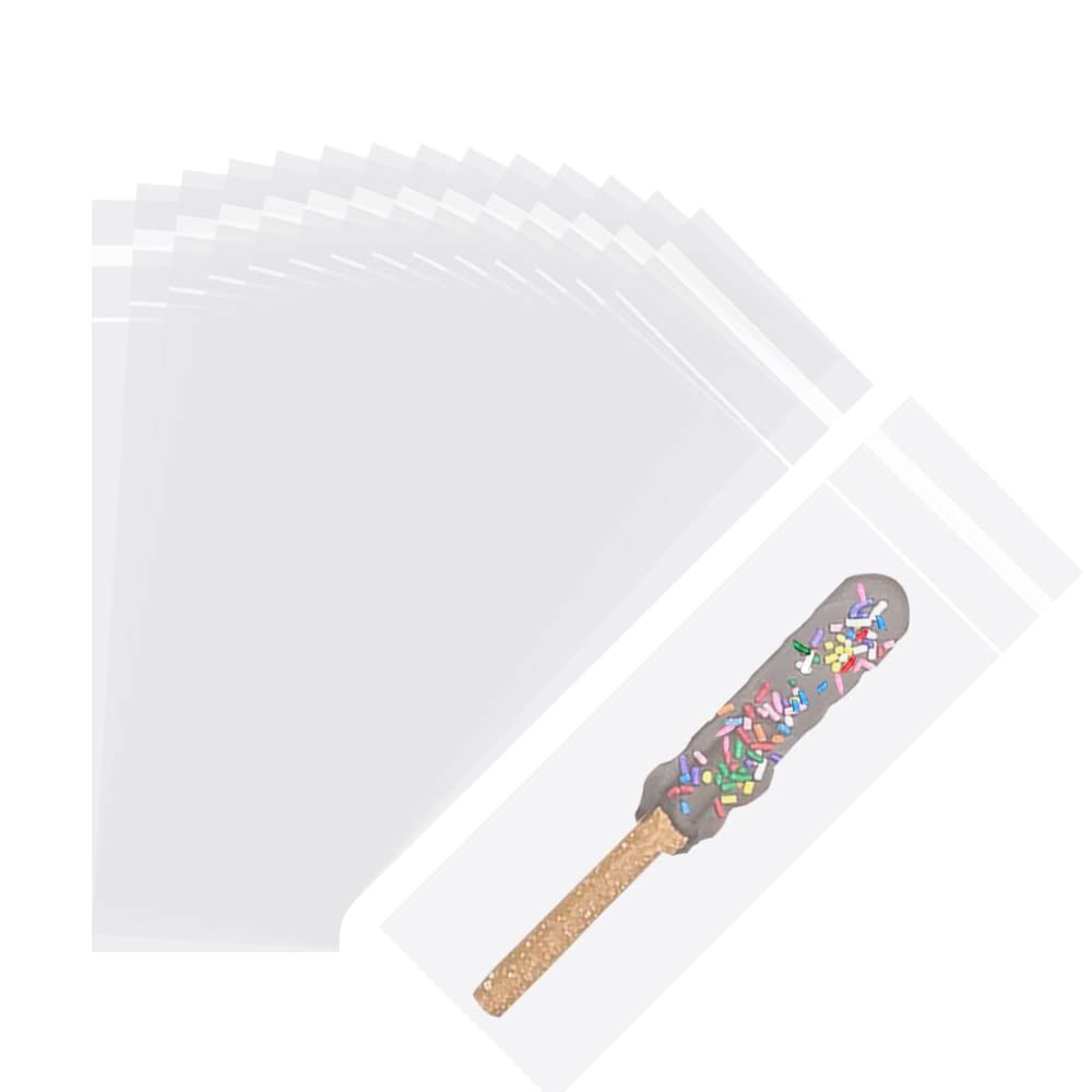 KoberrLi 100-Pack 8-inch Pretzel Rod Bags - Clear Cellophane Snack Bags for Dipping, Jewelry Making, Party Favors & DIY Crafts - Bulk Pretzel Sticks Packaging for Candy, Nuts & Small Gifts