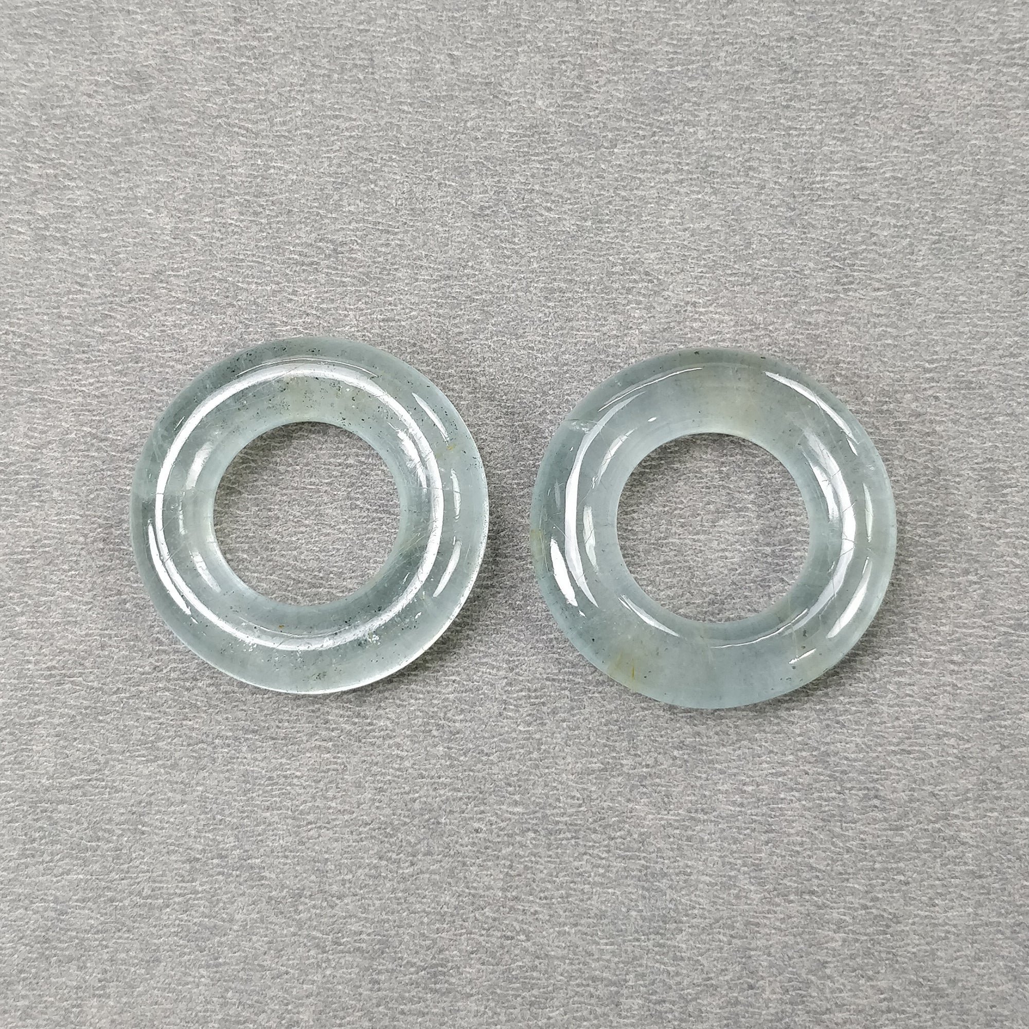 69.50cts Natural Untreated Blue Aquamarine Gemstone Cabochon Pair - 29.5mm Round Milky Aquamarine for Jewelry Making, Healing Crystals & Collectibles