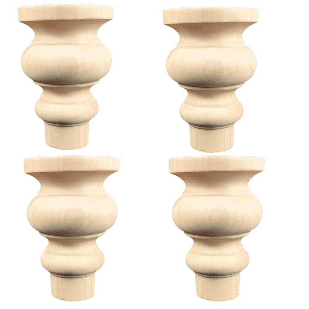 ABBD Unfinished Wood Furniture Legs Set of 4 - Heavy Duty Short Bun Feet for Cabinet, Sofa, Ottoman, TV Stand, Loveseat & Dresser - DIY Home Furniture Upgrade & Repair Project
