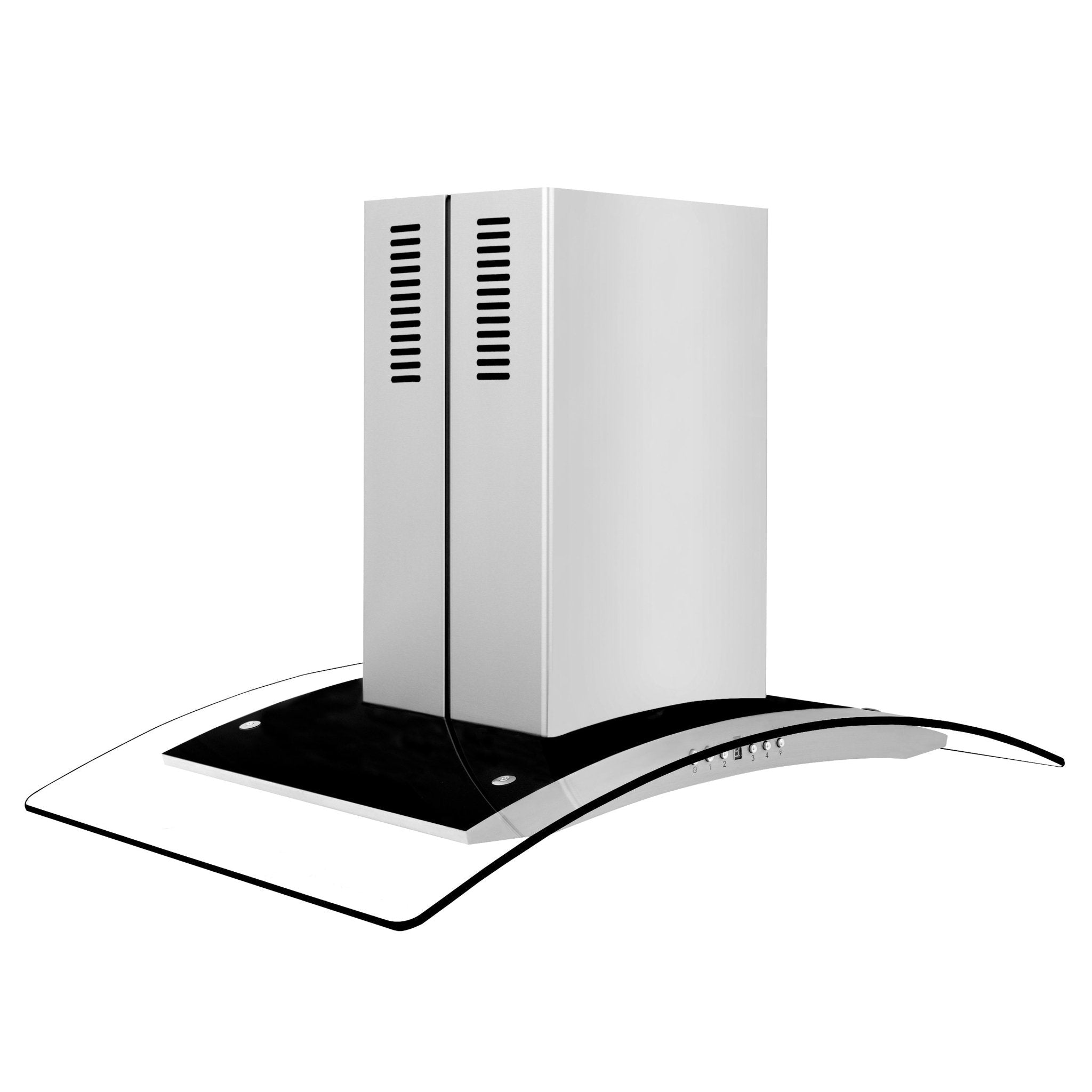 ZLINE GL14i Stainless Steel & Glass Convertible Vent Island Mount Range Hood - Powerful Kitchen Exhaust Fan for Smoke & Odor Removal - Perfect for Modern Kitchens & Open Concept Homes