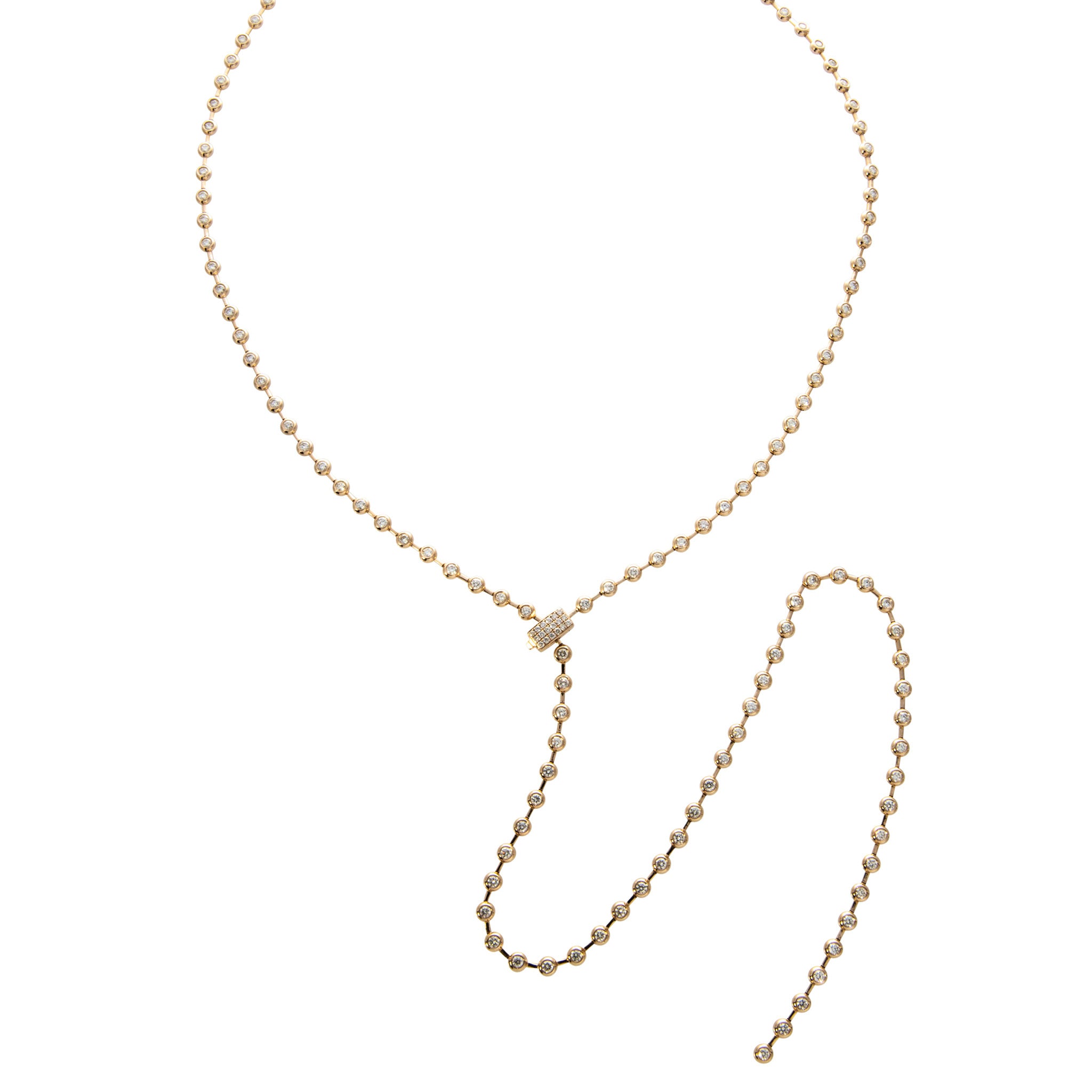 5.96ctw Diamond Bezel 14K Yellow Gold Adjustable Lariat Necklace - Elegant Jewelry for Women, Perfect for Weddings, Parties & Special Occasions