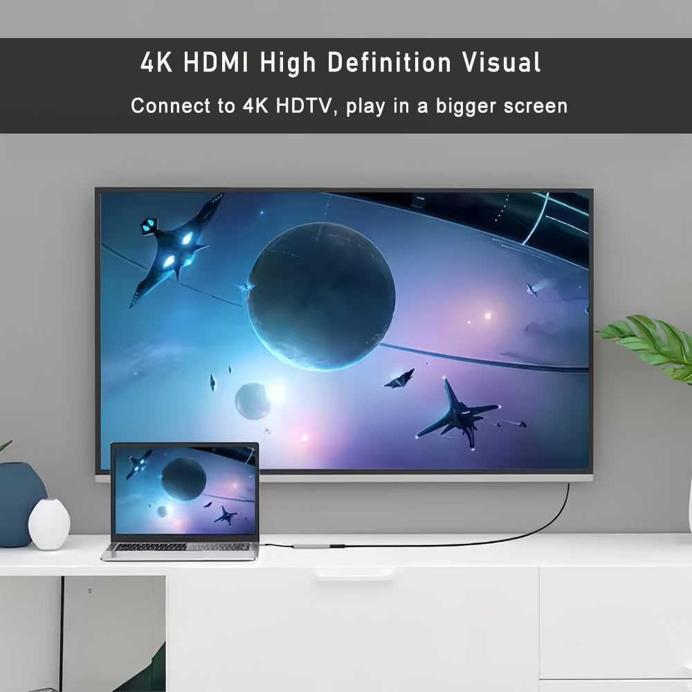 PONICOR 6-in-1 USB C Hub with HDMI 4K, 100W PD Charging, SD/TF Card Reader, USB 3.0/2.0 Ports - USB C Adapter for MacBook Pro/Air, Dell XPS, HP, Chromebook - Perfect for Home Office, Travel & Multi-Screen Setup