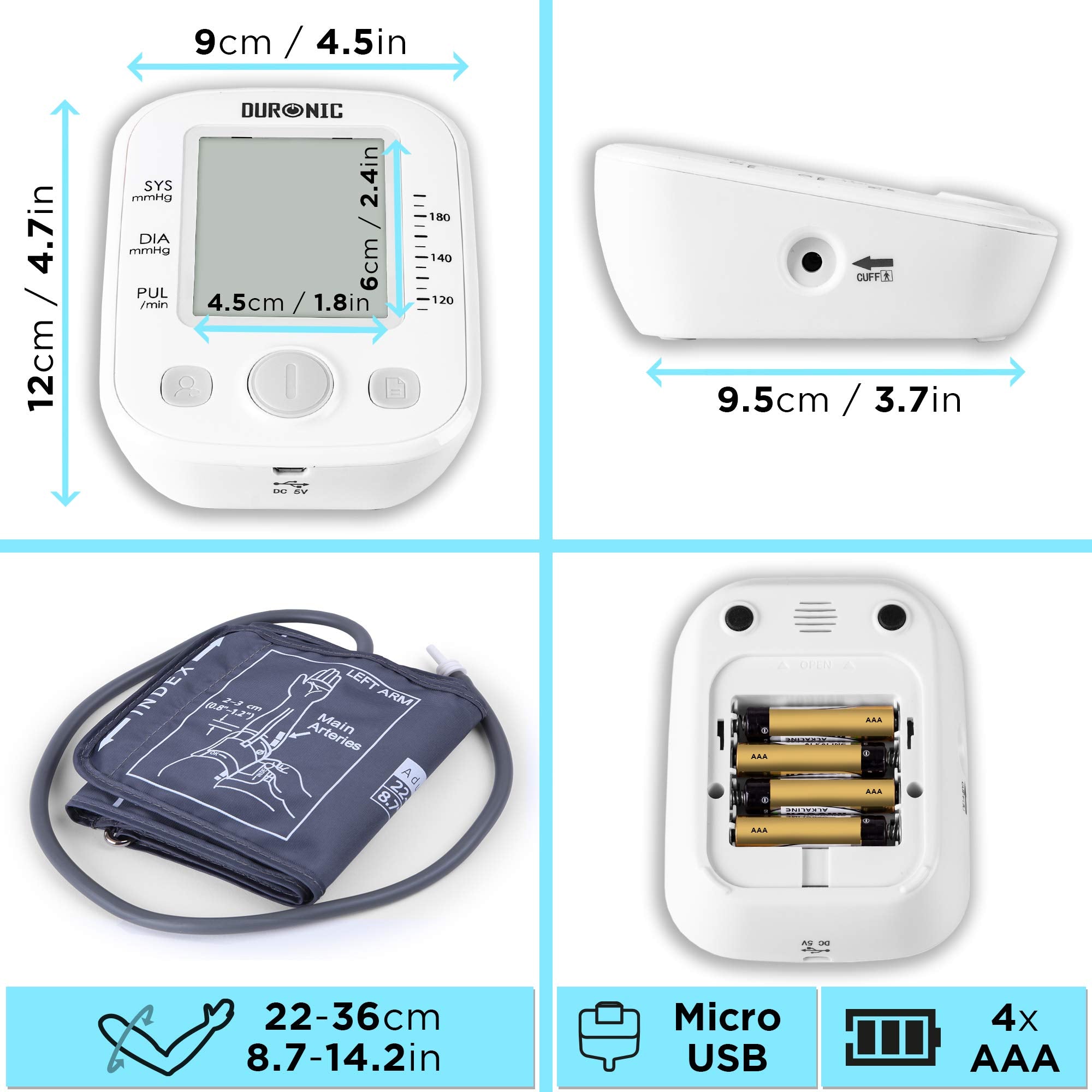 Duronic BPM200 Automatic Upper Arm Blood Pressure Monitor - CE Approved, Medically Certified, 2 User Memory with 99 Readings - Accurate Home Blood Pressure Measurement for Health Tracking & Heart Care