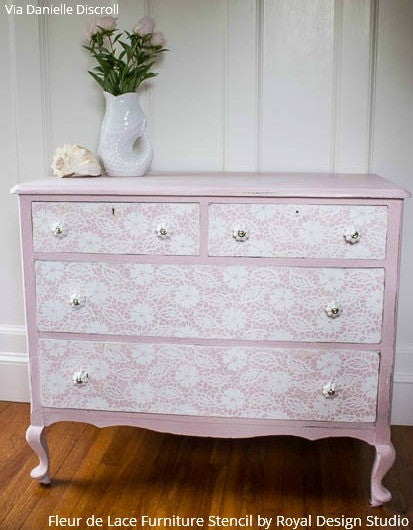 Fleur de Lace Furniture Stencil - DIY Home Decor Stencils for Wood, Walls & Fabric - Perfect for Furniture Painting, Wall Art & Craft Projects