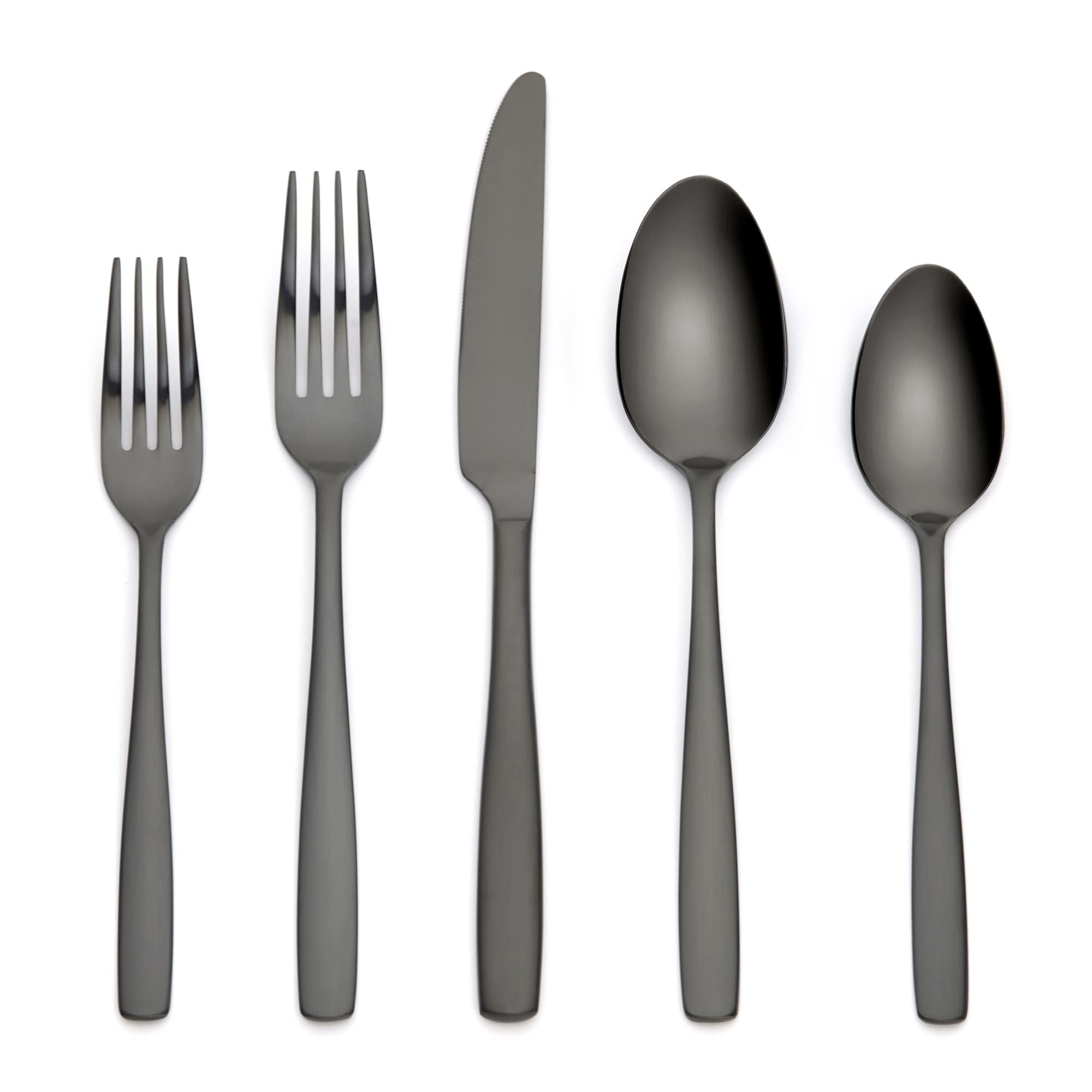 Ornative Eden 20-Piece Flatware Set - Service for 4 - 18/0 Stainless Steel Silverware with Knives, Forks & Spoons - Matte Black Finish - Dishwasher Safe & Durable - Perfect for Everyday Dining, Dinner Parties & Restaurant Use