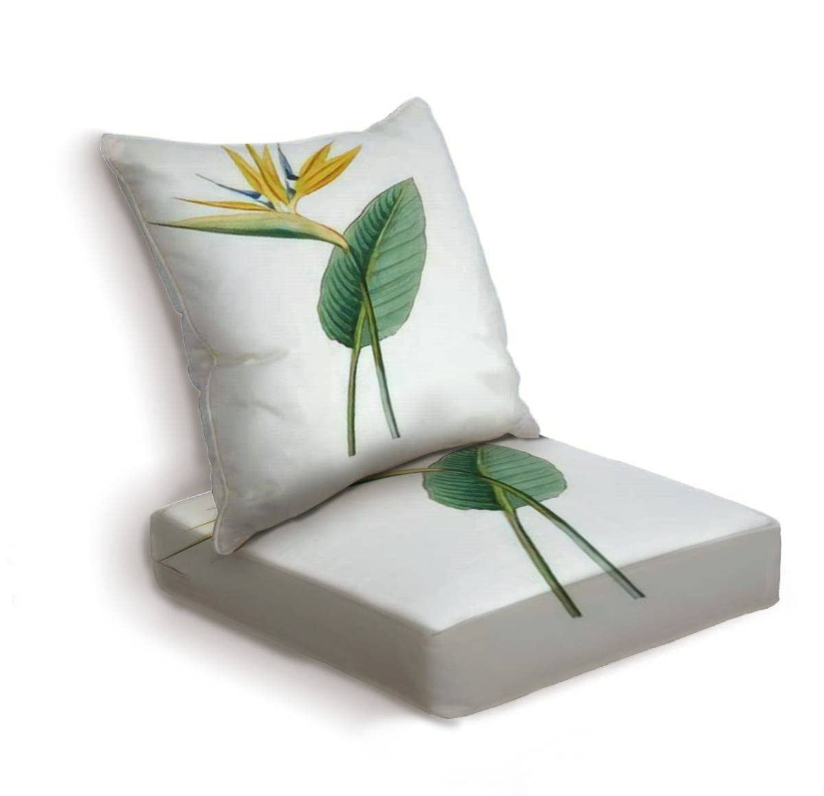 ONENPENRI 2-Piece Watercolor Floral Outdoor Deep Seat Cushion Set - Patio Furniture Replacement Cushions for Lounge Chairs, Conversation Sets - Perfect for Backyard, Deck, Poolside & Garden Relaxation
