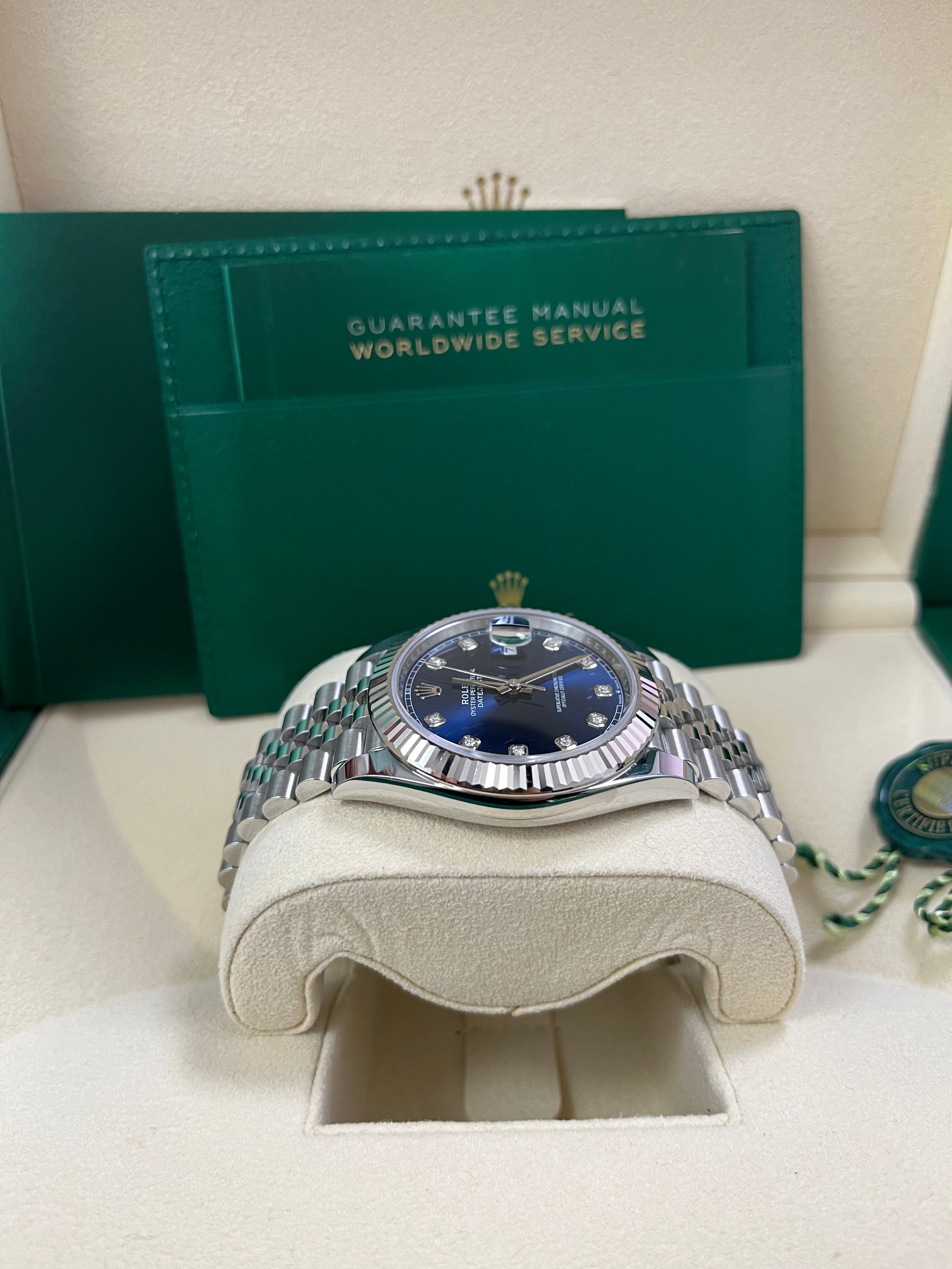 Rolex Datejust 41 Men's Watch - Fluted Bezel, Blue Diamond Dial, Jubilee Bracelet (Ref.126334) | Luxury Automatic Watch for Business, Gifts & Special Occasions